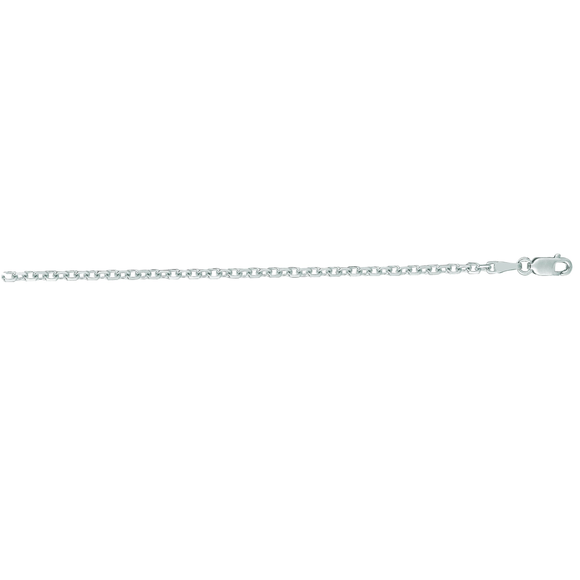 14K White Gold 2.3mm Diamond Cut Cable 30" Chain with Lobster Lock