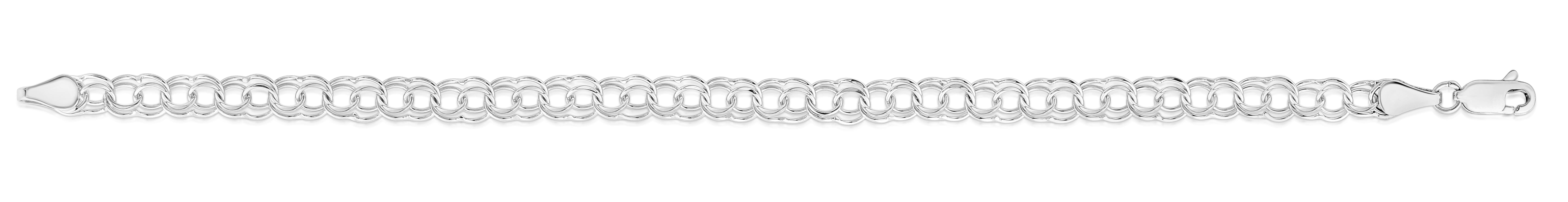 14K White Gold 7" Small Double Link Charm Bracelet 