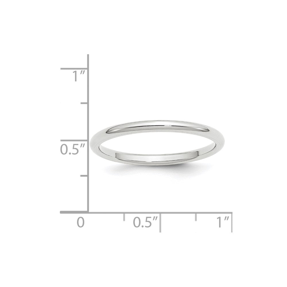 10k White Gold 2mm Standard Weight Comfort Fit Wedding Band Size 6.5