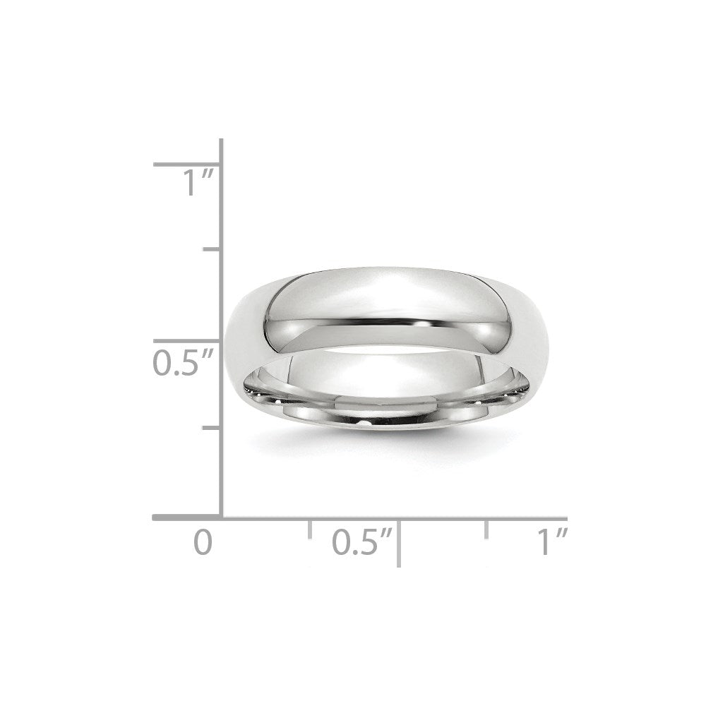 14k White Gold 6mm Standard Weight Comfort Fit Wedding Band Size 5