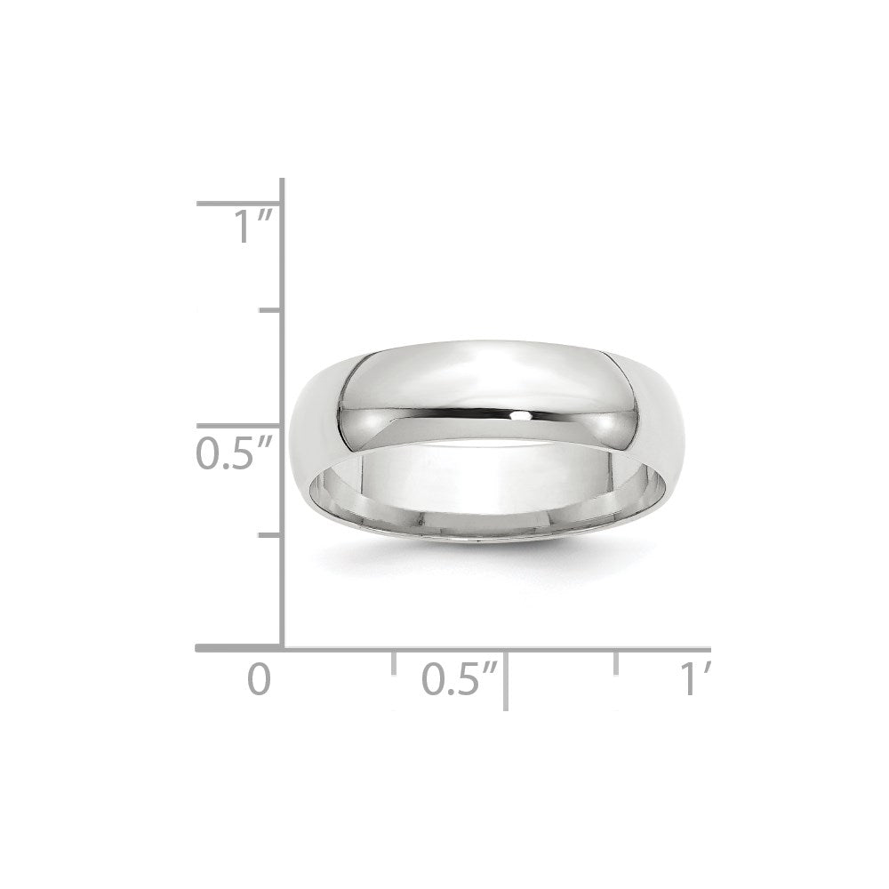 10k White Gold 6mm Lightweight Comfort Fit Wedding Band Size 12