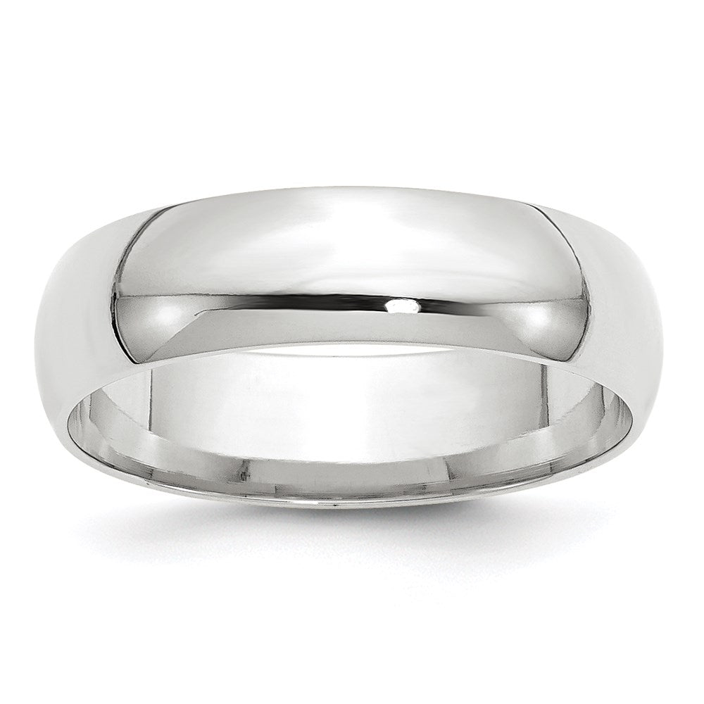 10k White Gold 6mm Lightweight Comfort Fit Wedding Band Size 4.5