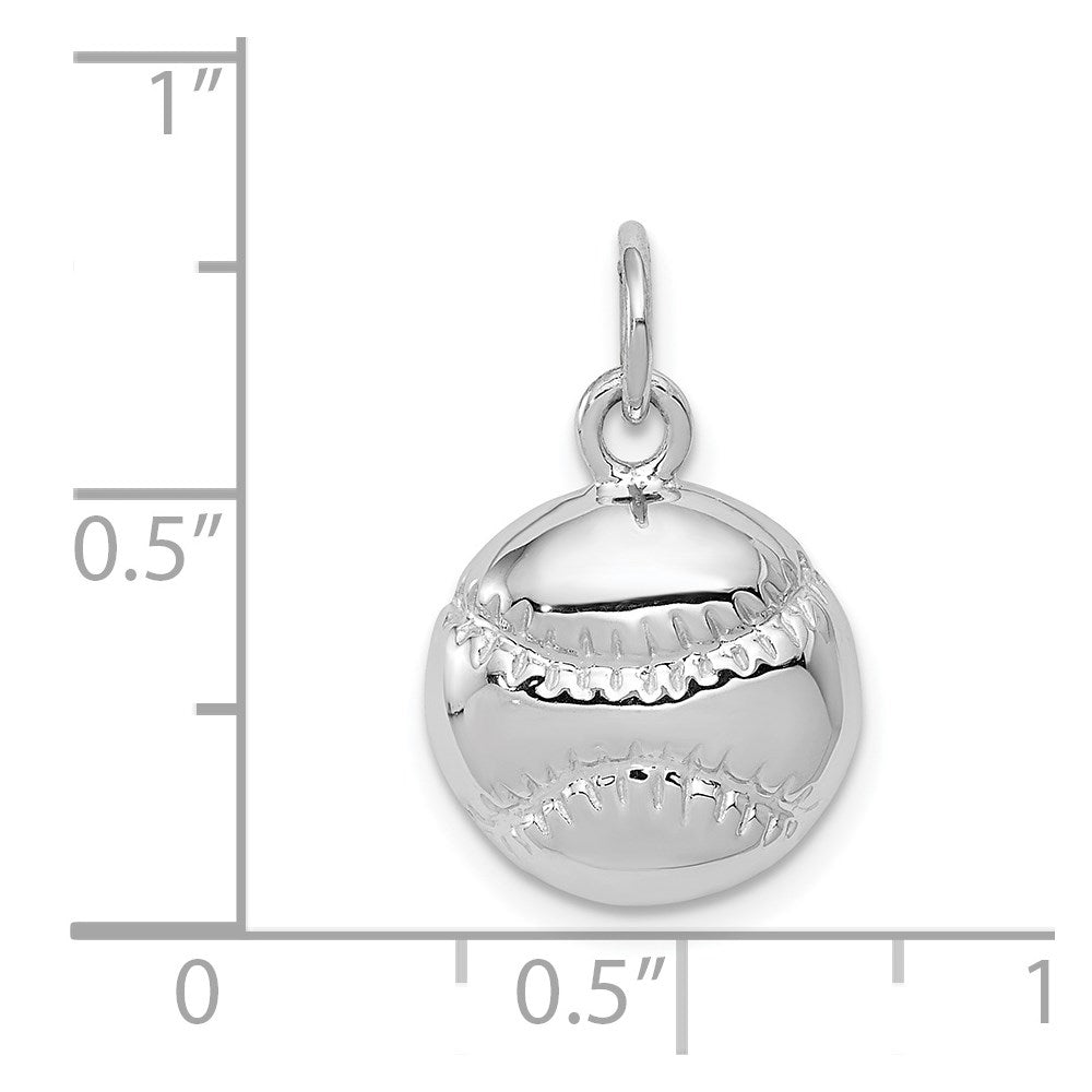 14k White Gold Baseball Charm