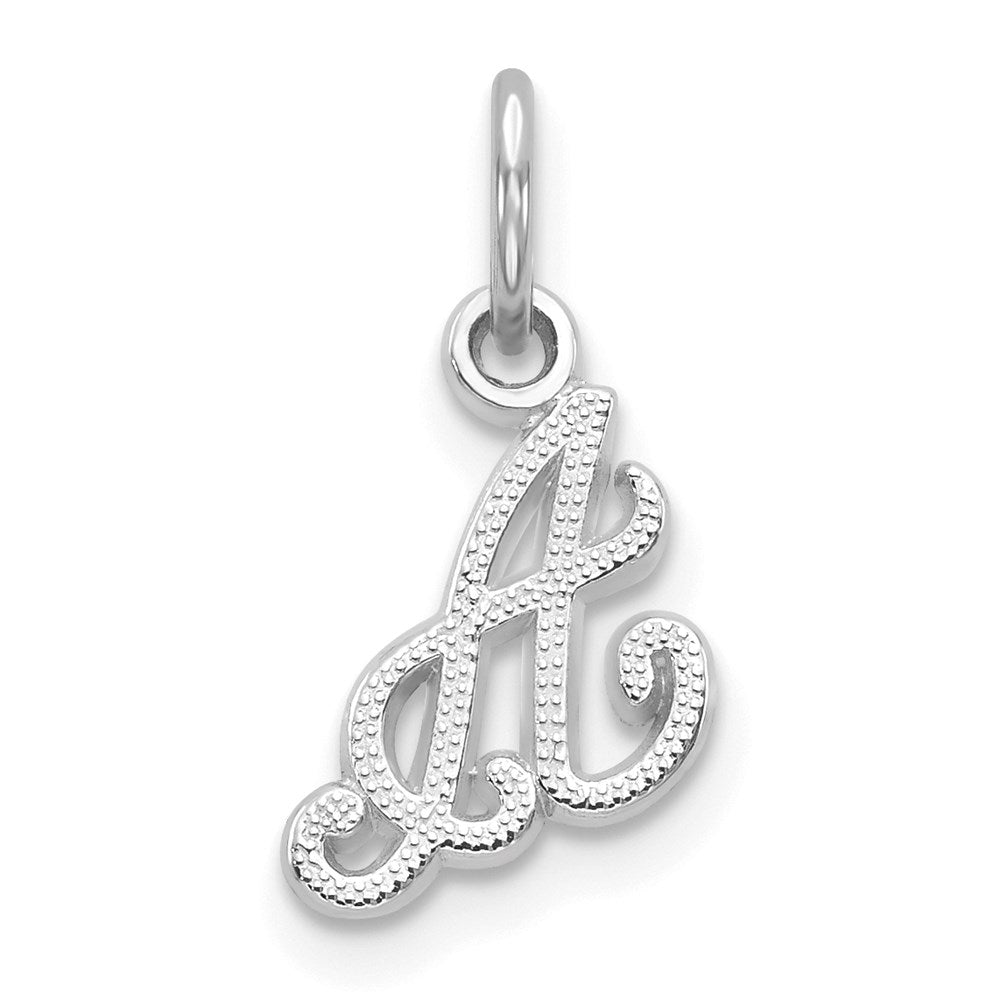 14KW White Gold Casted Script Letter A Initial Charm