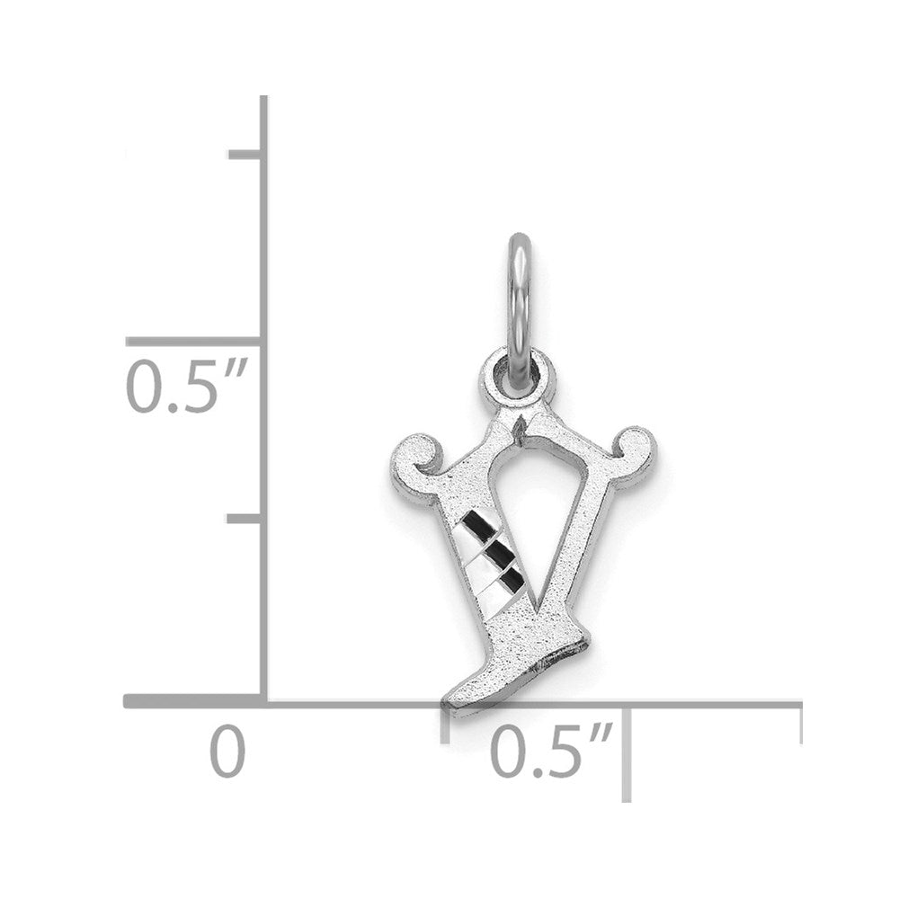 14KW Diamond-cut Letter V Initial Charm