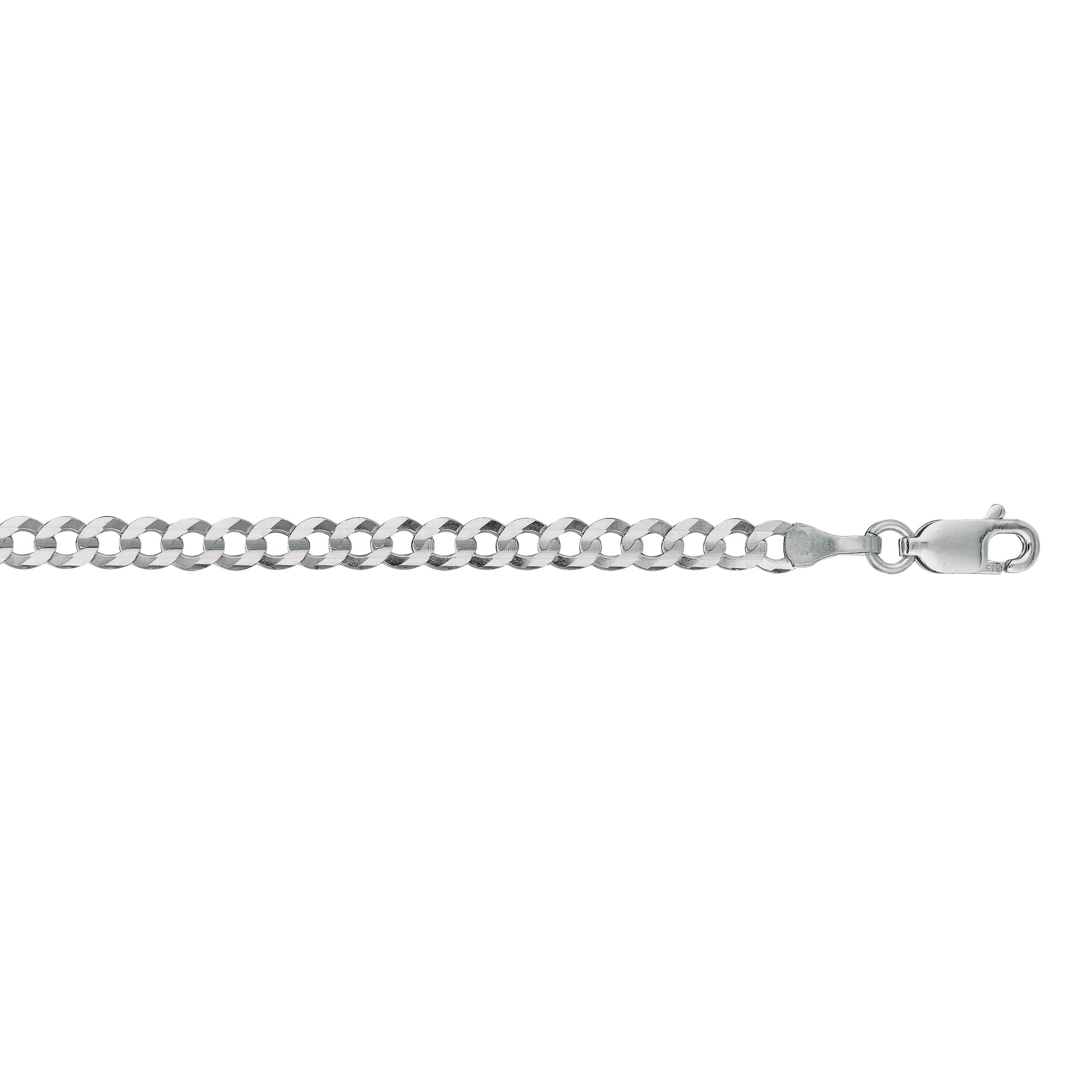 14K White Gold 3.6mm Comfort Curb 30" Chain with Lobster Lock