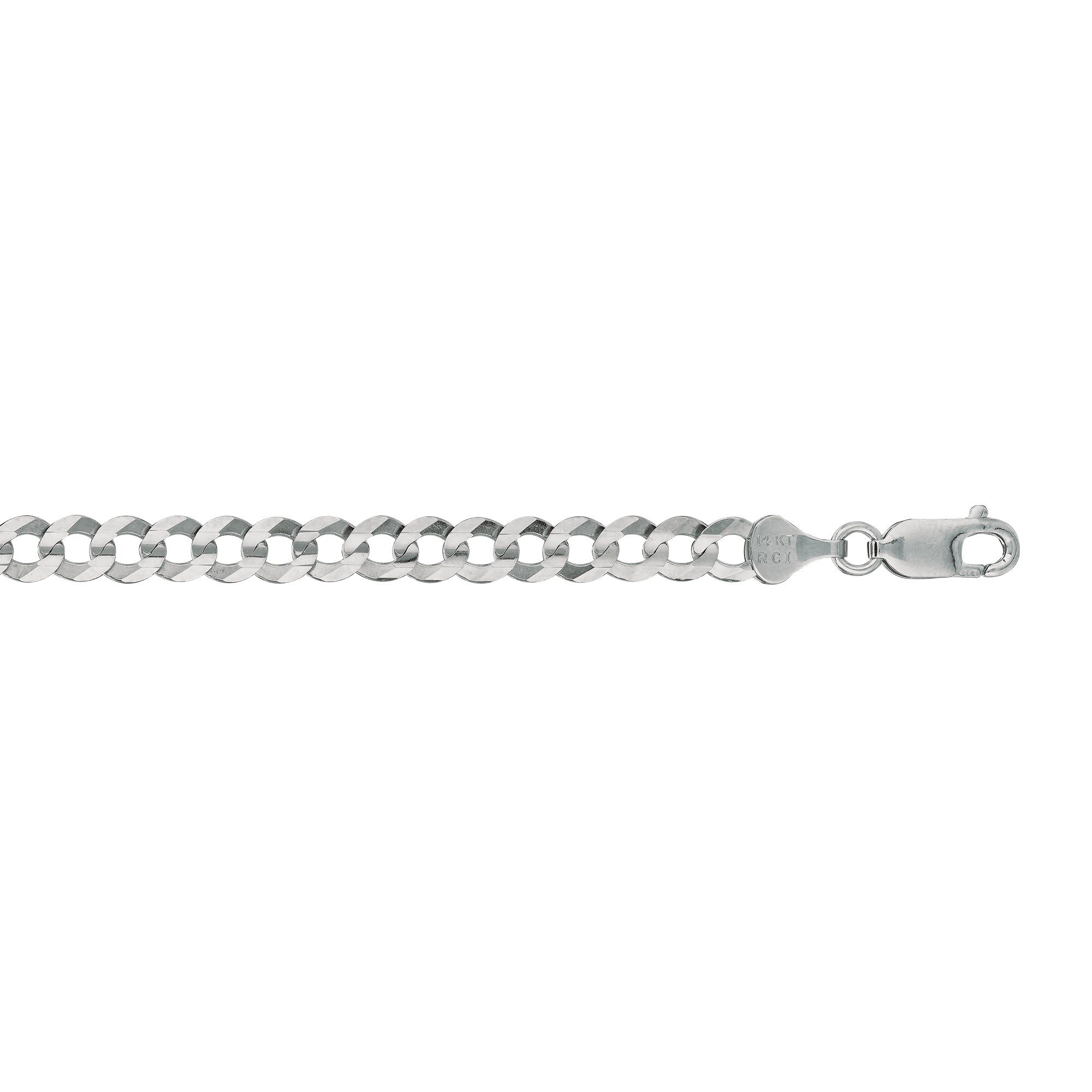 14K White Gold 5.7mm Comfort Curb 24" Chain with Lobster Lock