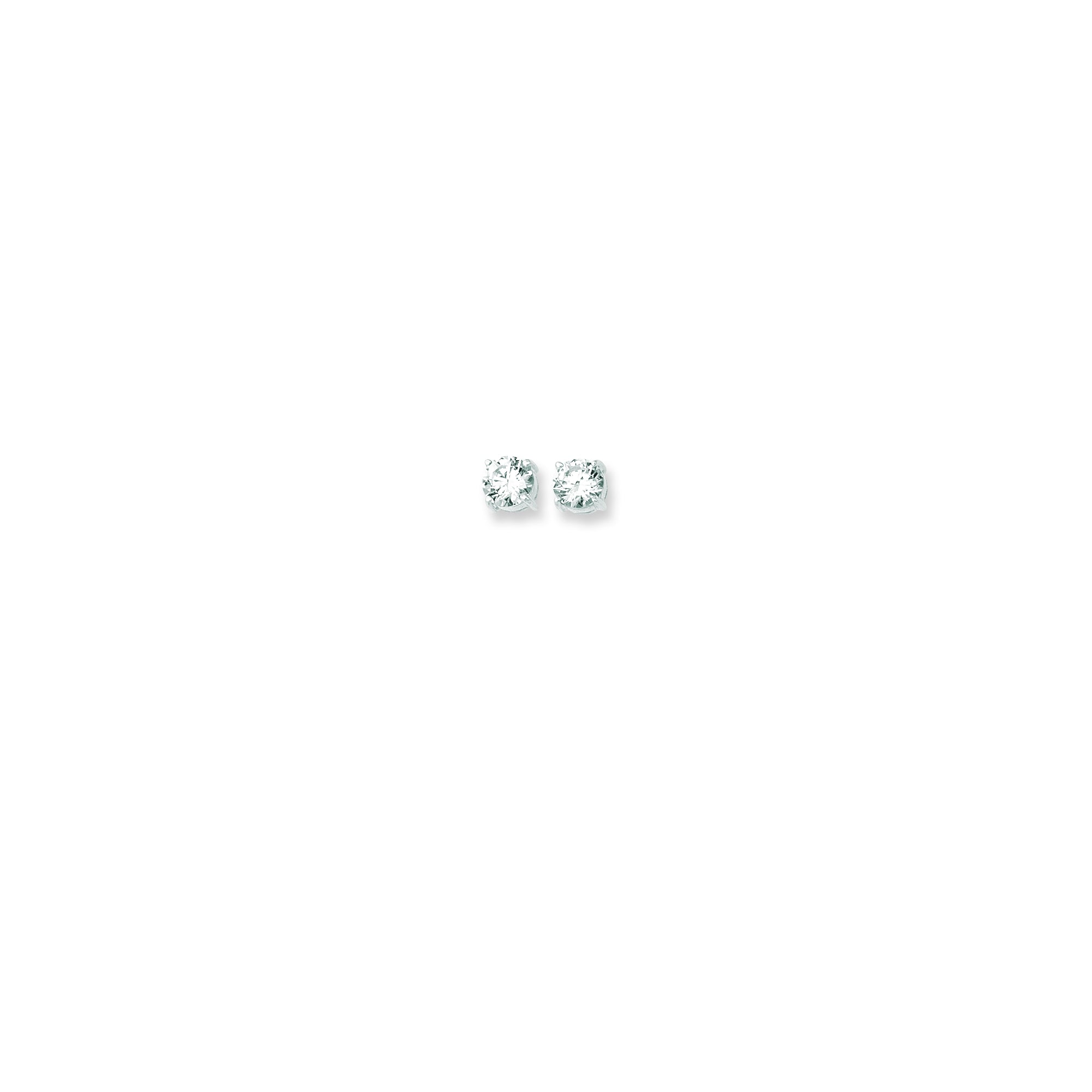 14K White Gold 7mm Round CZ Stud Earring