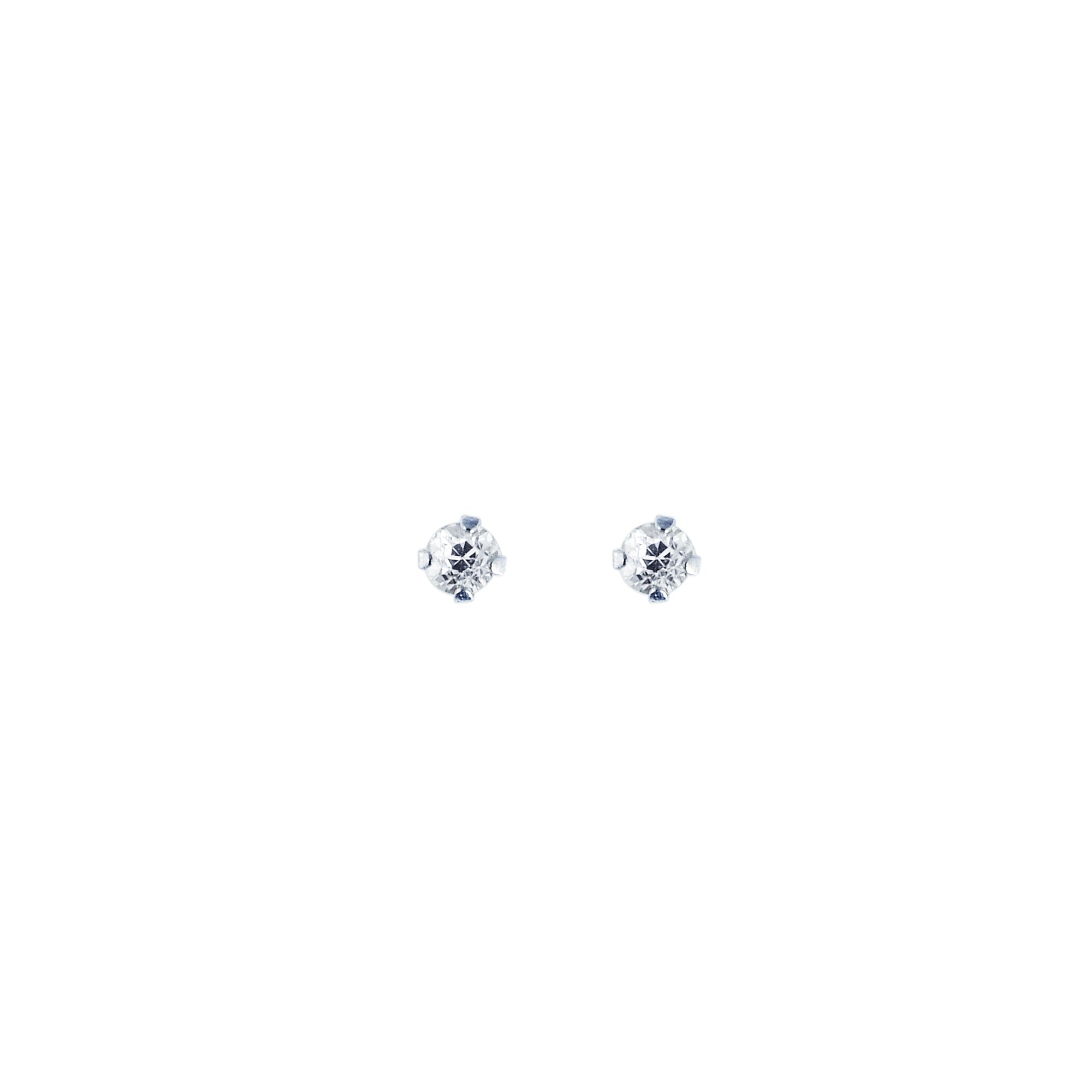 14K White Gold 2mm Round CZ Stud Earring