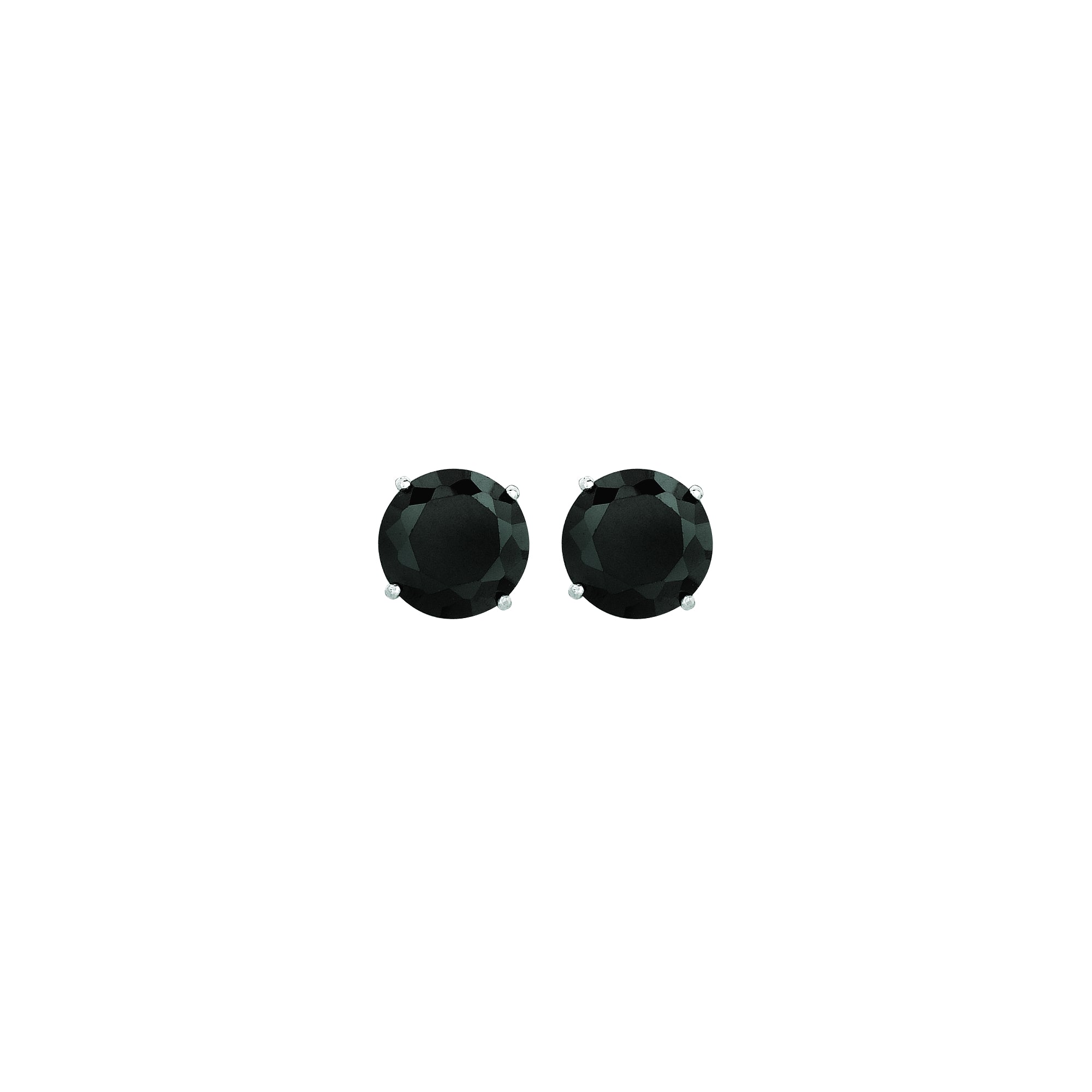 14K White Gold 6mm Black CZ Stud Earring