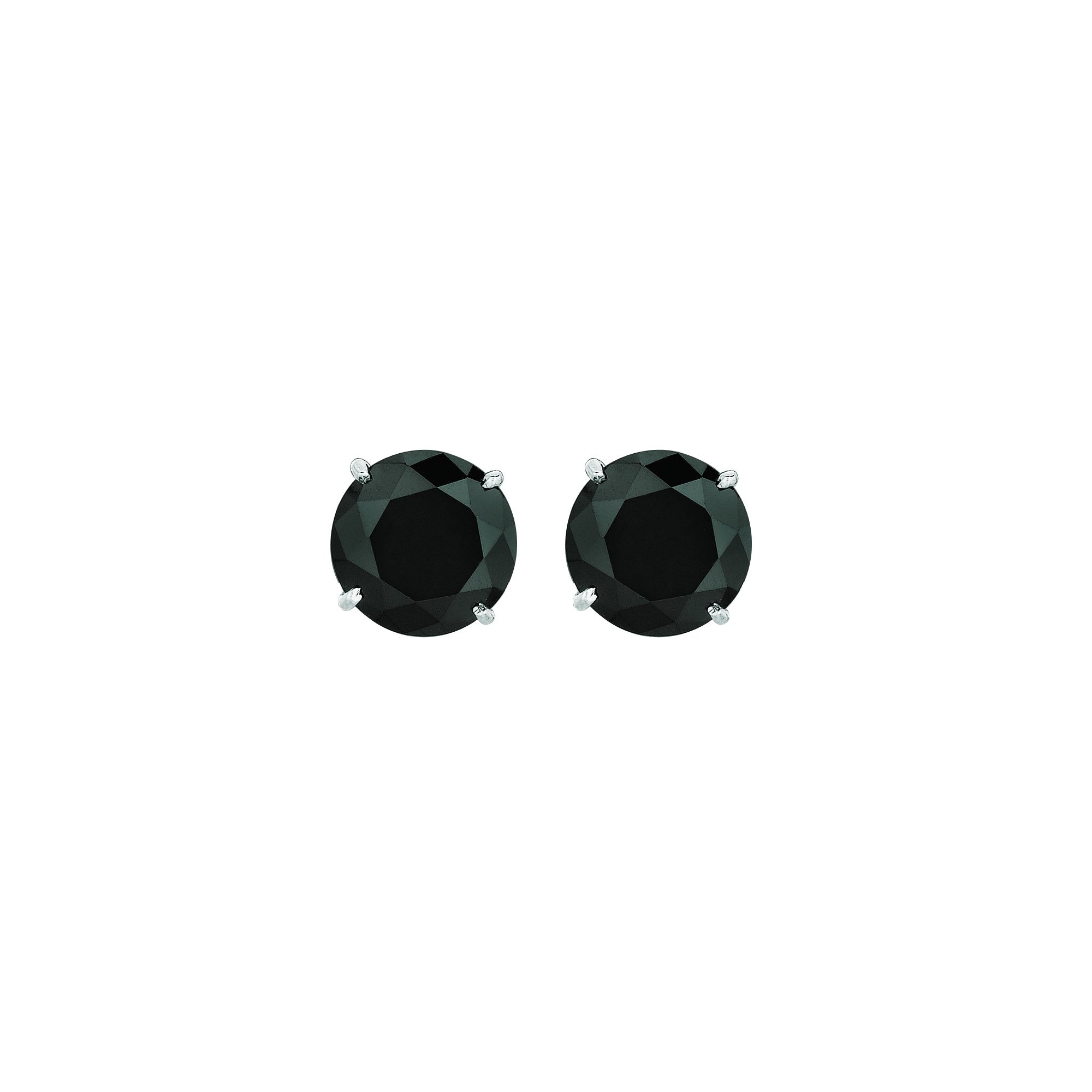 14K White Gold 8mm Black CZ Stud Earring