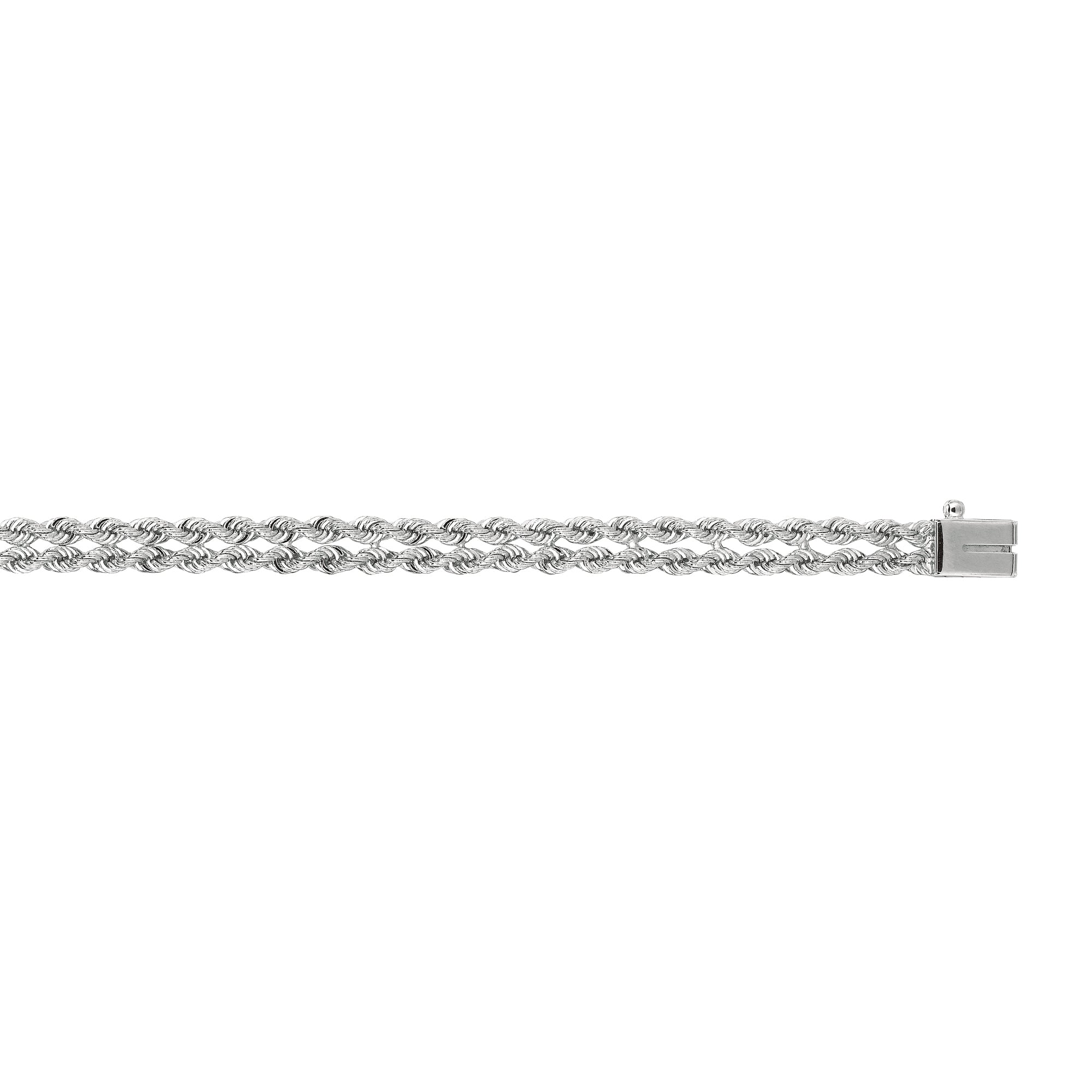 14K White Gold 4.8mm Multi-Row Rope 8" Chain Bracelet Bracelet with Box Lock