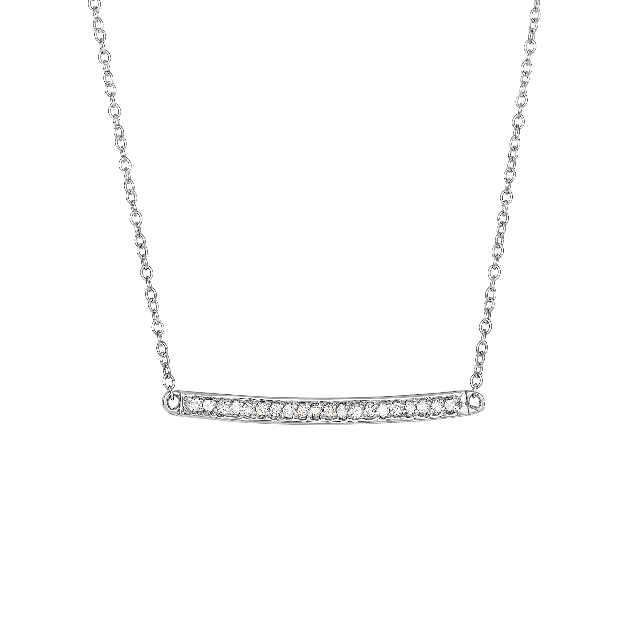 14K White Gold 18" .12ct Diamond Bar Necklace