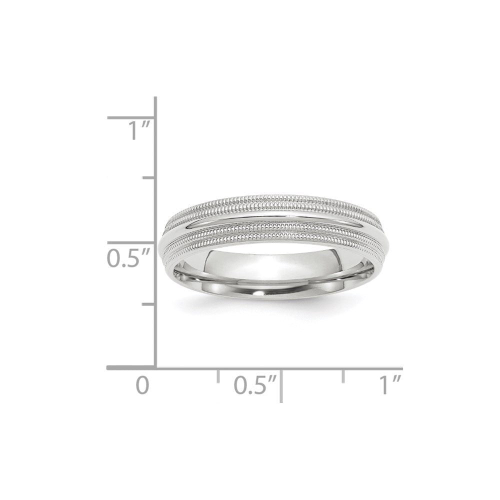 10k White Gold 5mm Double Milgrain Comfort Fit Wedding Band Size 7.5