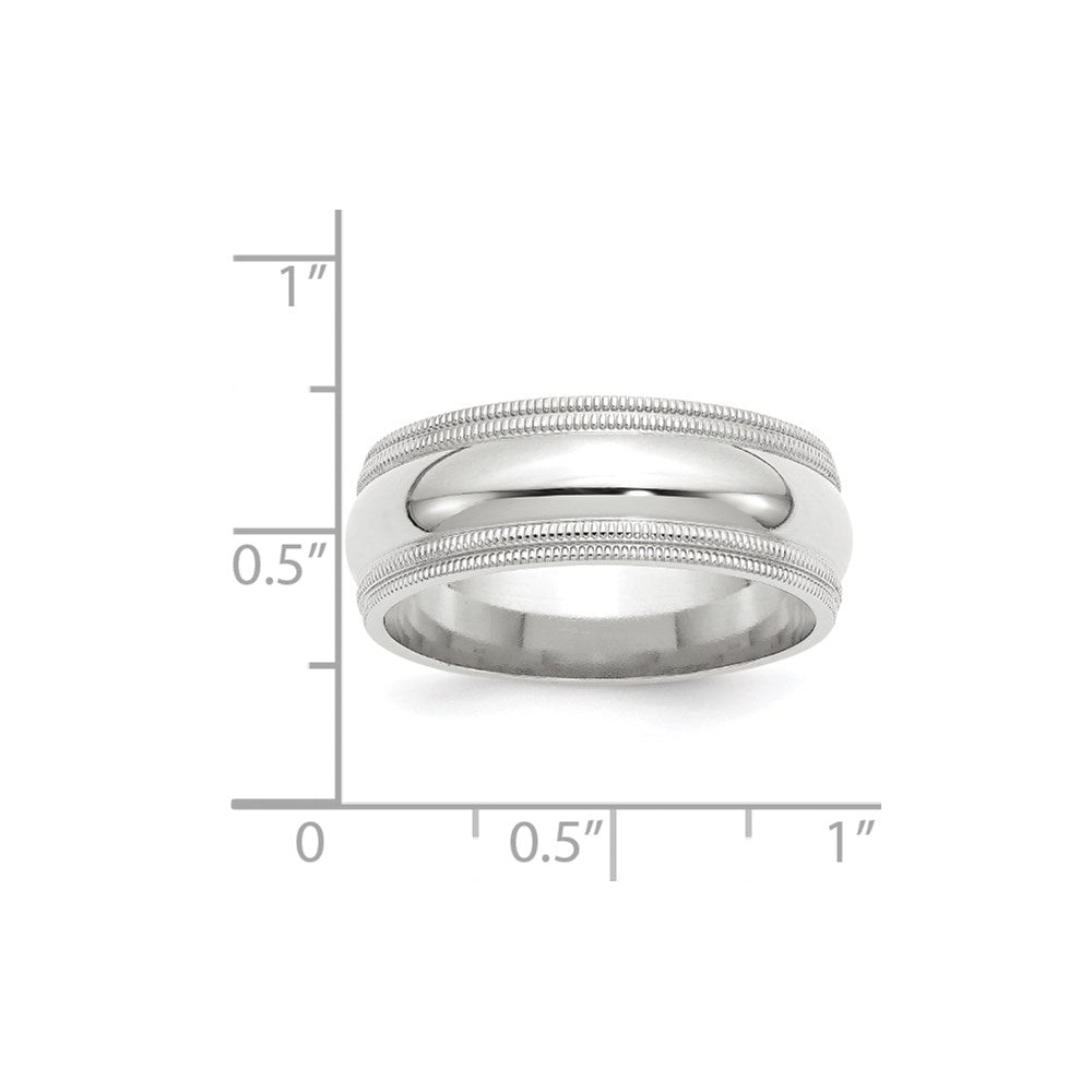 10k White Gold 8mm Double Milgrain Comfort Fit Wedding Band Size 10.5