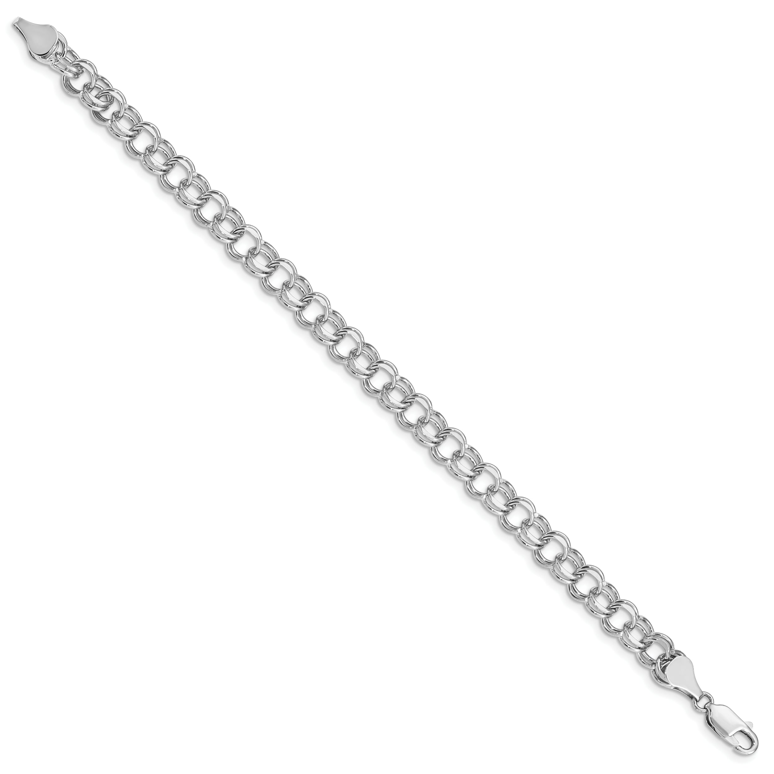 14k White Gold Double Link Charm Bracelet