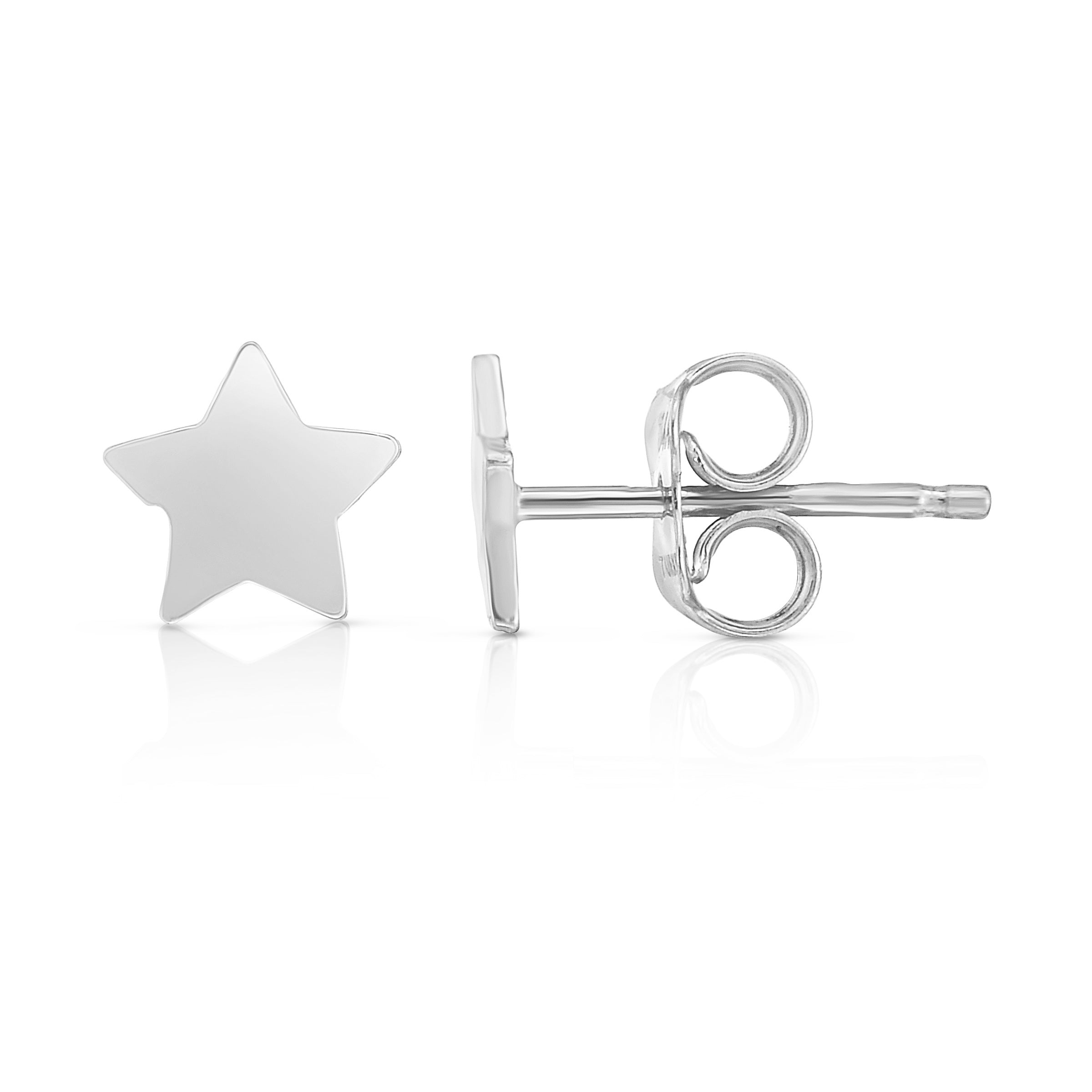 14K White Gold Polished Star Stud Earring