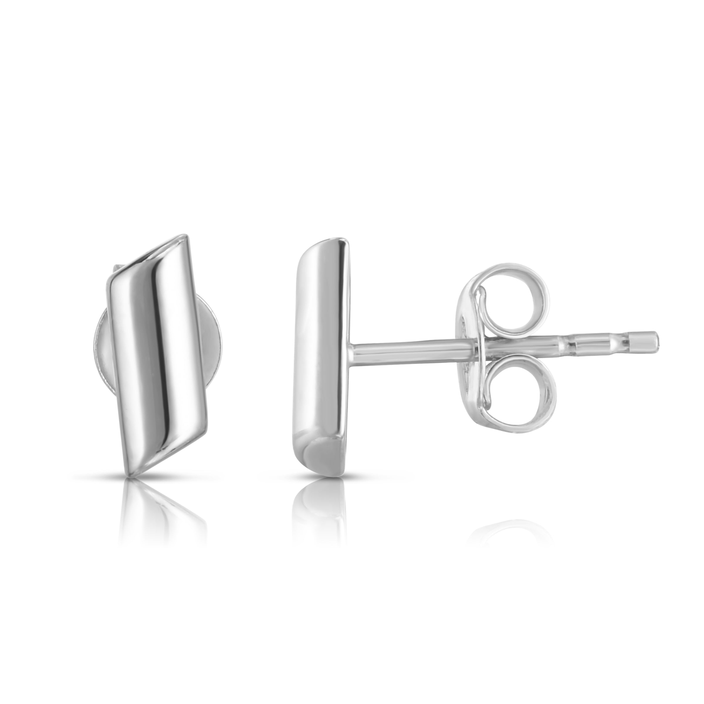 14K White Gold Polished Bar Stud Earring