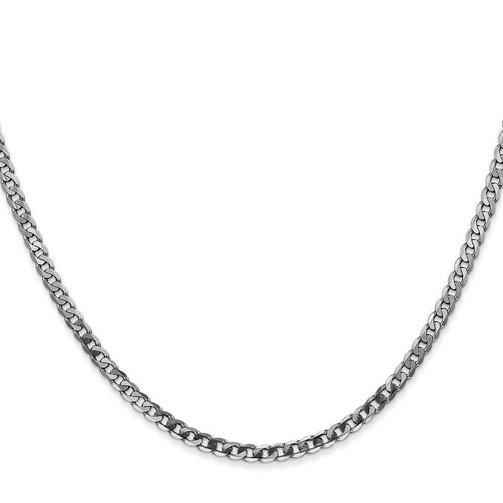 14K White Gold 20 inch 2.9mm Flat Beveled Curb with Lobster Clasp Chain