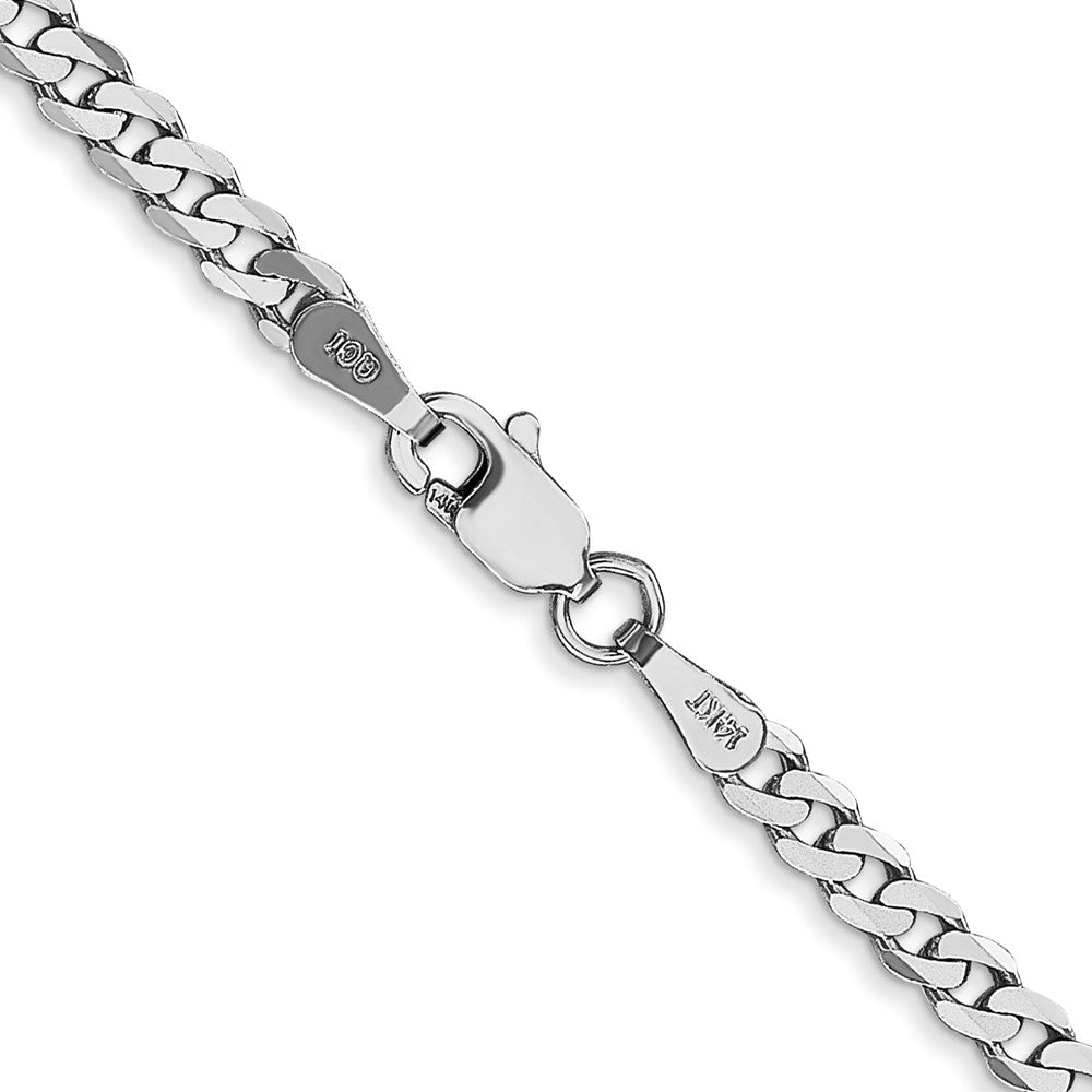 14K White Gold 24 inch 2.9mm Flat Beveled Curb with Lobster Clasp Chain