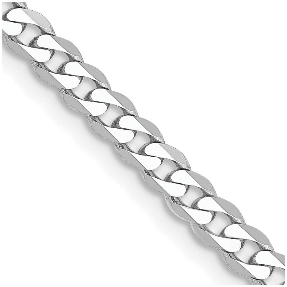 14K White Gold 16 inch 2.9mm Flat Beveled Curb with Lobster Clasp Chain