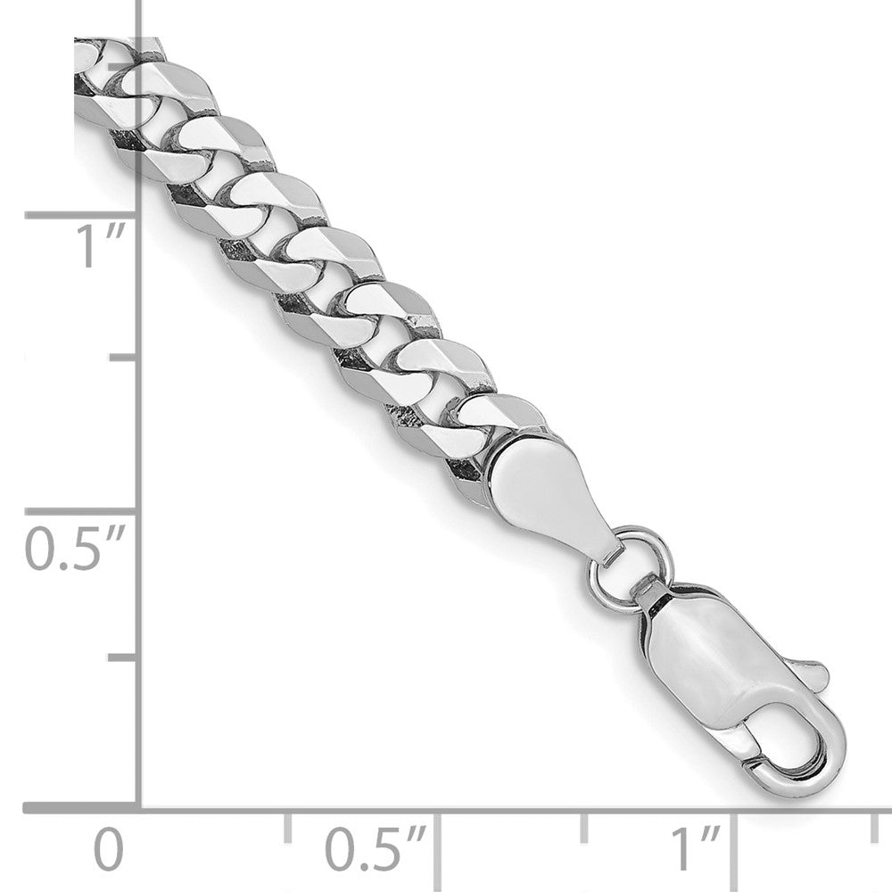 14K White Gold 8 inch 4.75mm Flat Beveled Curb with Lobster Clasp Bracelet