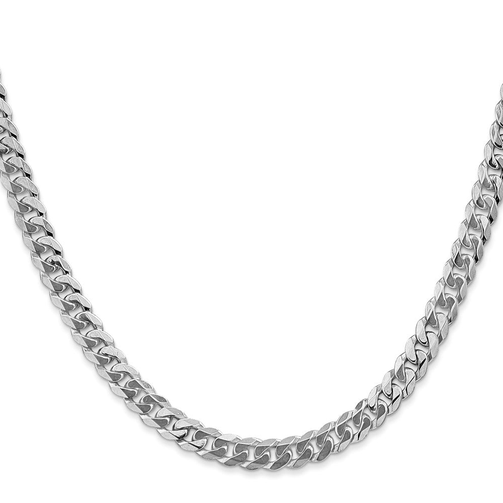 14K White Gold 24 inch 5.75mm Flat Beveled Curb with Lobster Clasp Chain