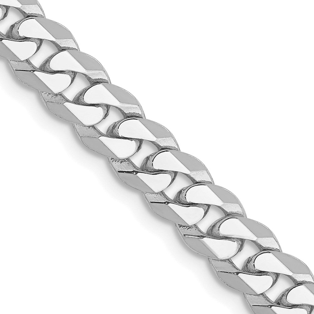 14K White Gold 24 inch 5.75mm Flat Beveled Curb with Lobster Clasp Chain