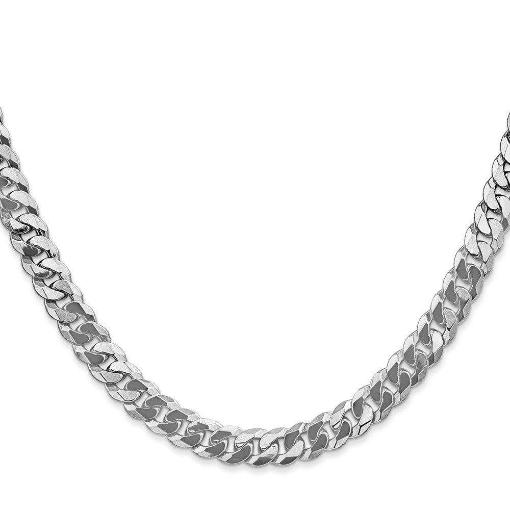 14K White Gold 18 inch 6.25mm Flat Beveled Curb with Lobster Clasp Chain