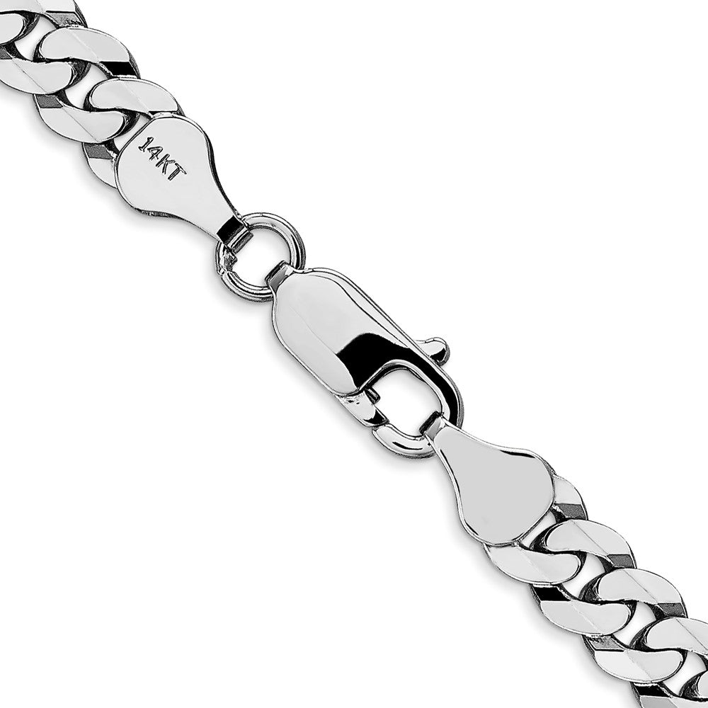 14K White Gold 18 inch 6.25mm Flat Beveled Curb with Lobster Clasp Chain