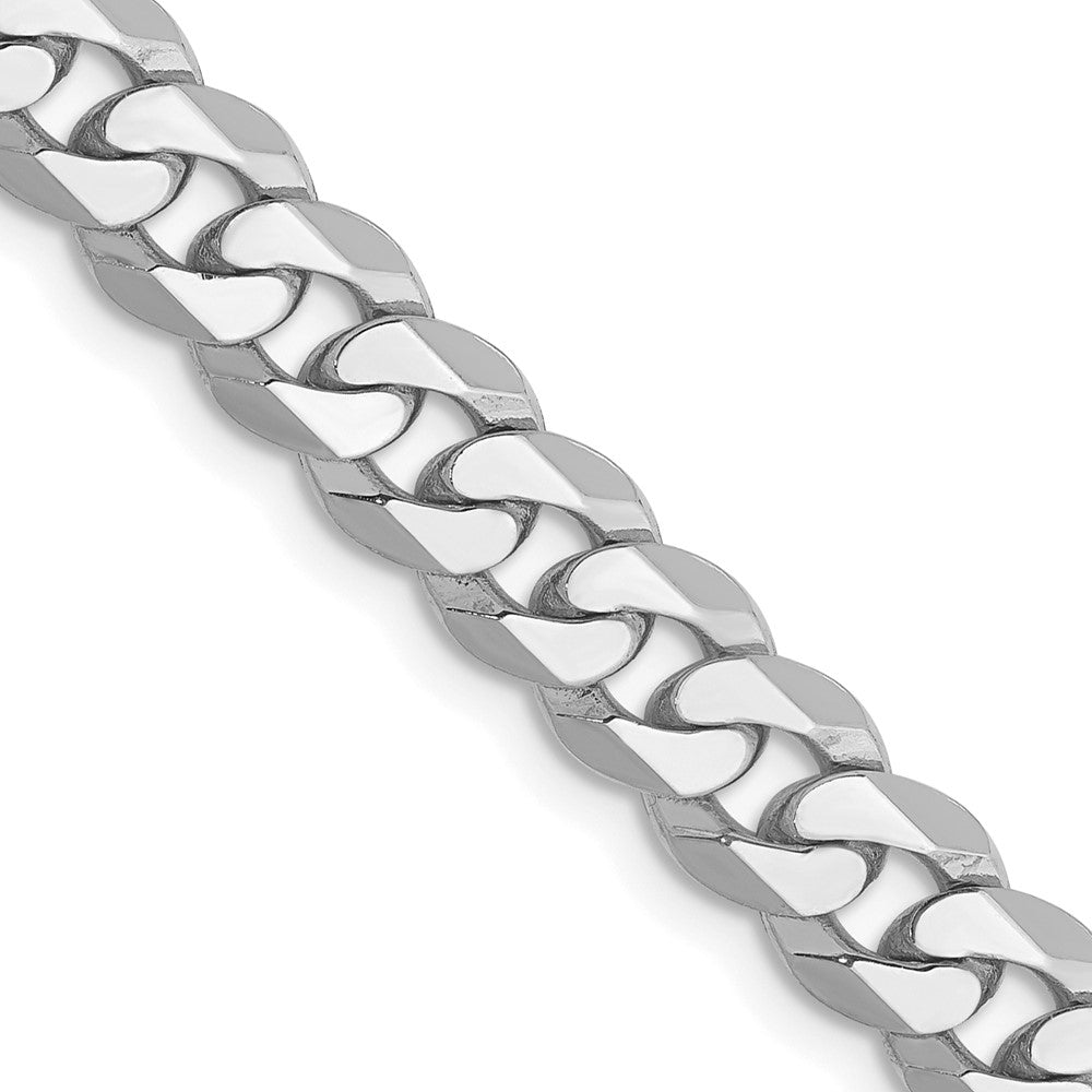 14K White Gold 18 inch 6.25mm Flat Beveled Curb with Lobster Clasp Chain