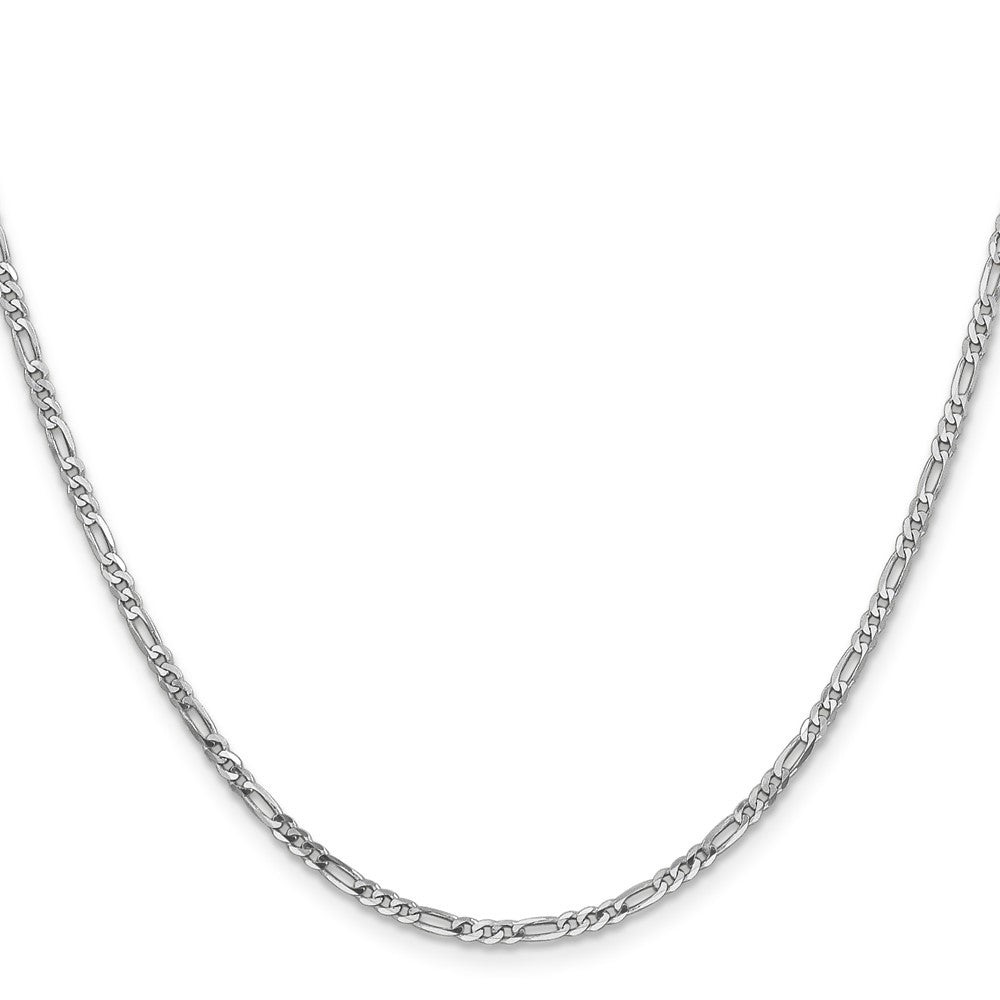 14K White Gold 16 inch 2.25mm Flat Figaro with Lobster Clasp Chain