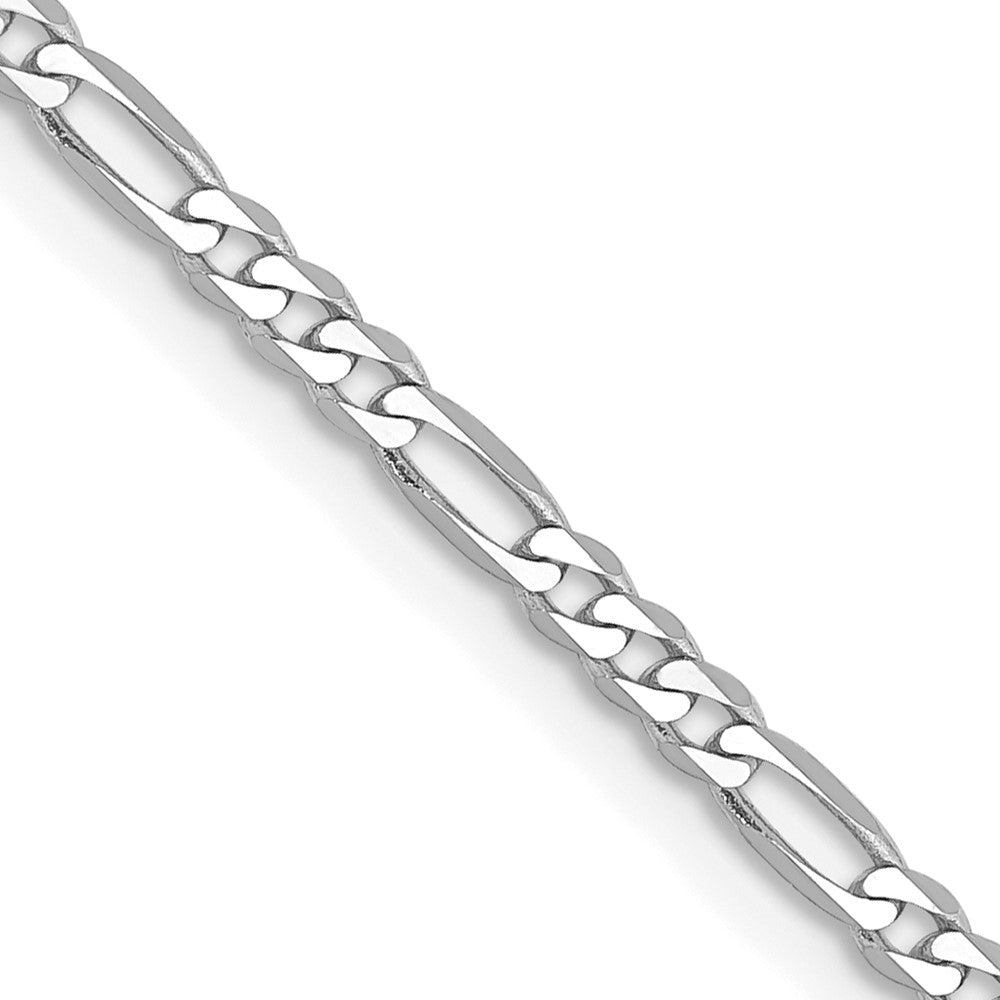 14K White Gold 18 inch 2.25mm Flat Figaro with Lobster Clasp Chain