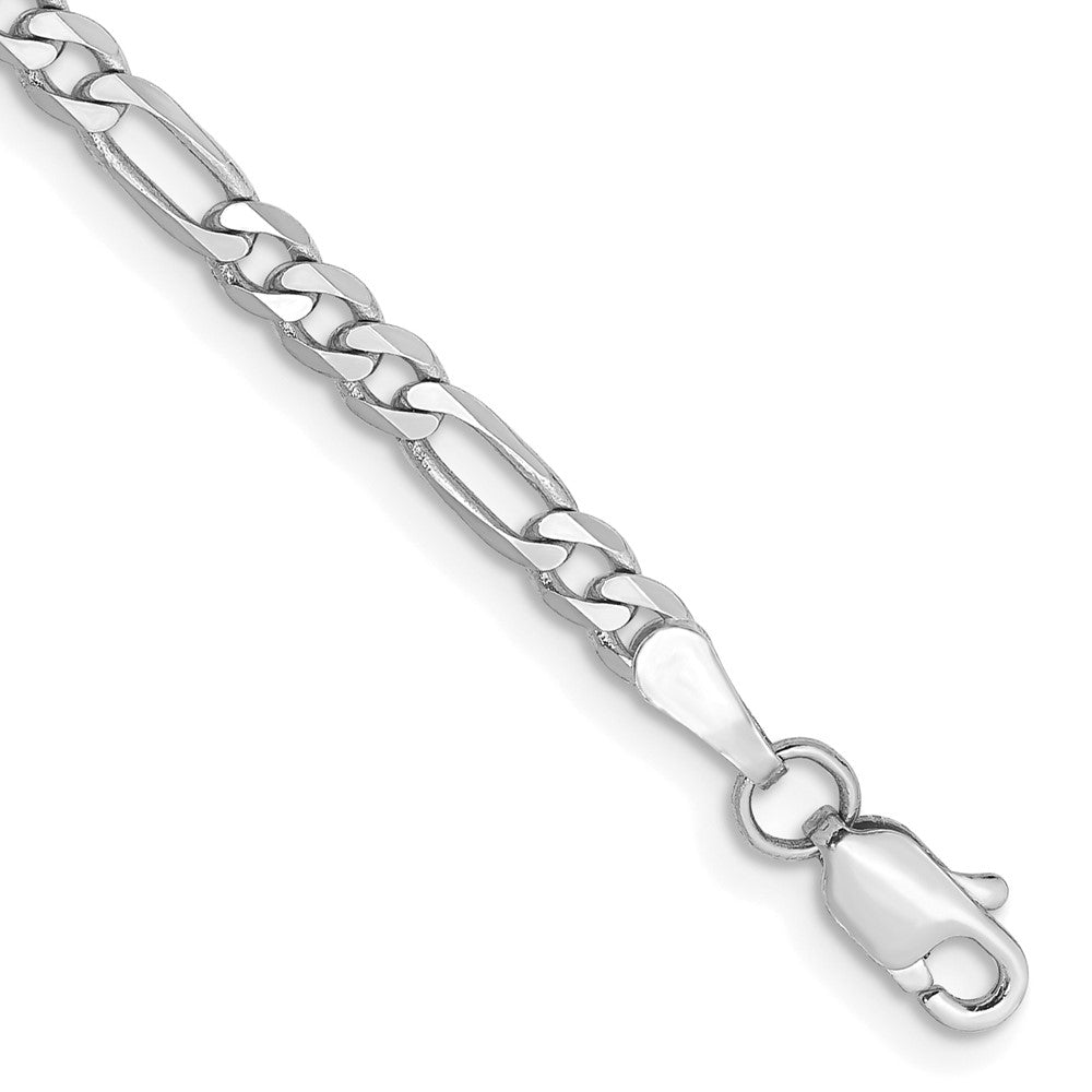 14K White Gold 7 inch 3mm Flat Figaro with Lobster Clasp Bracelet