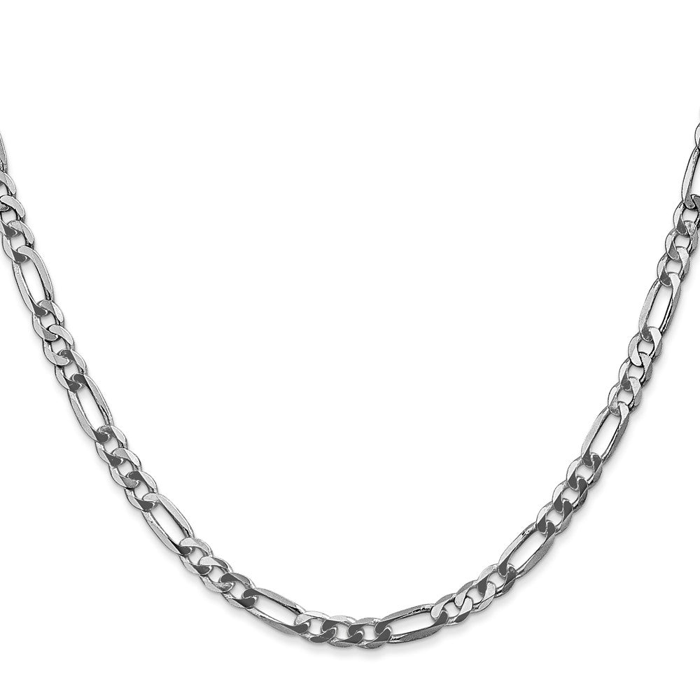 14K White Gold 20 inch 4mm Flat Figaro with Lobster Clasp Chain