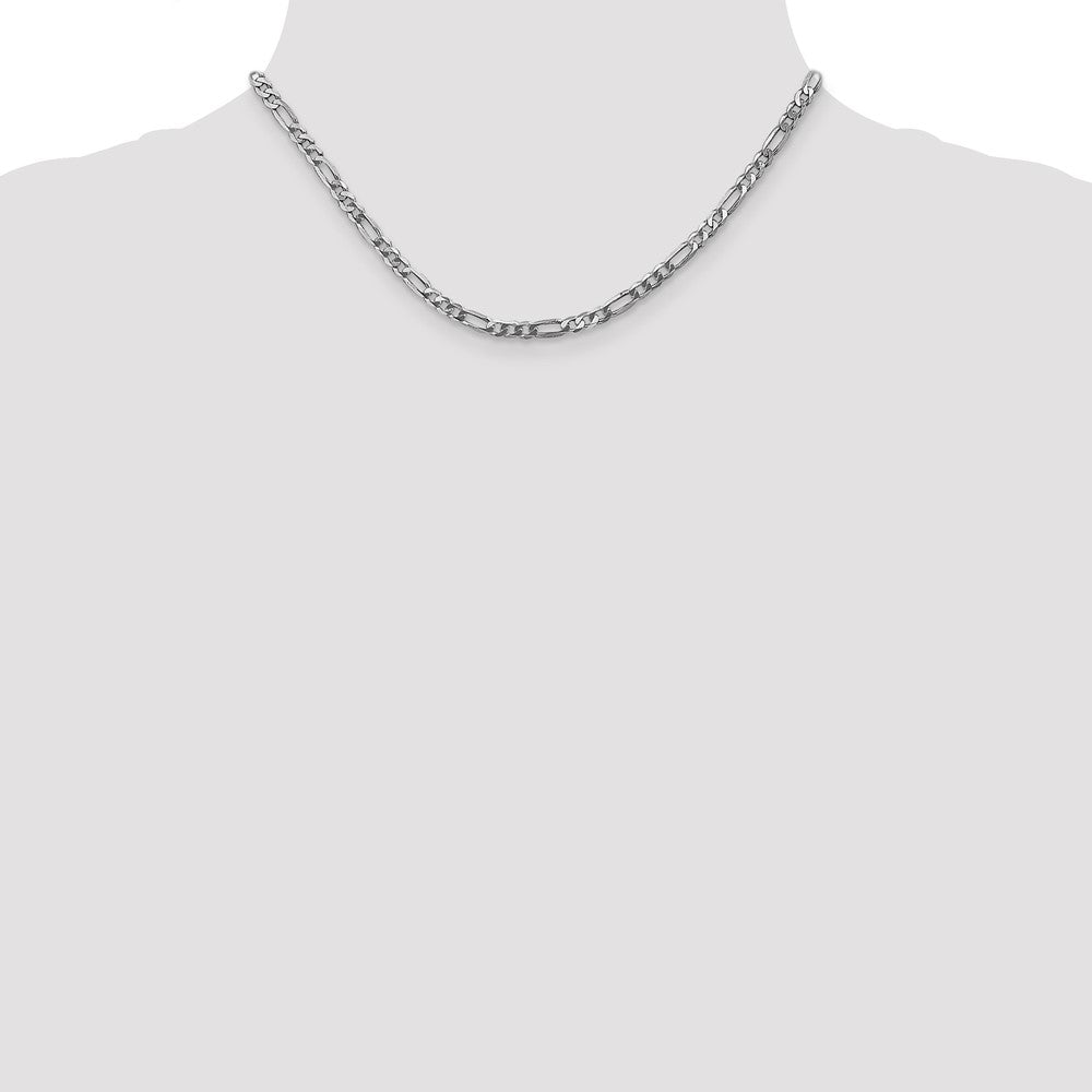 14K White Gold 16 inch 4mm Flat Figaro with Lobster Clasp Chain