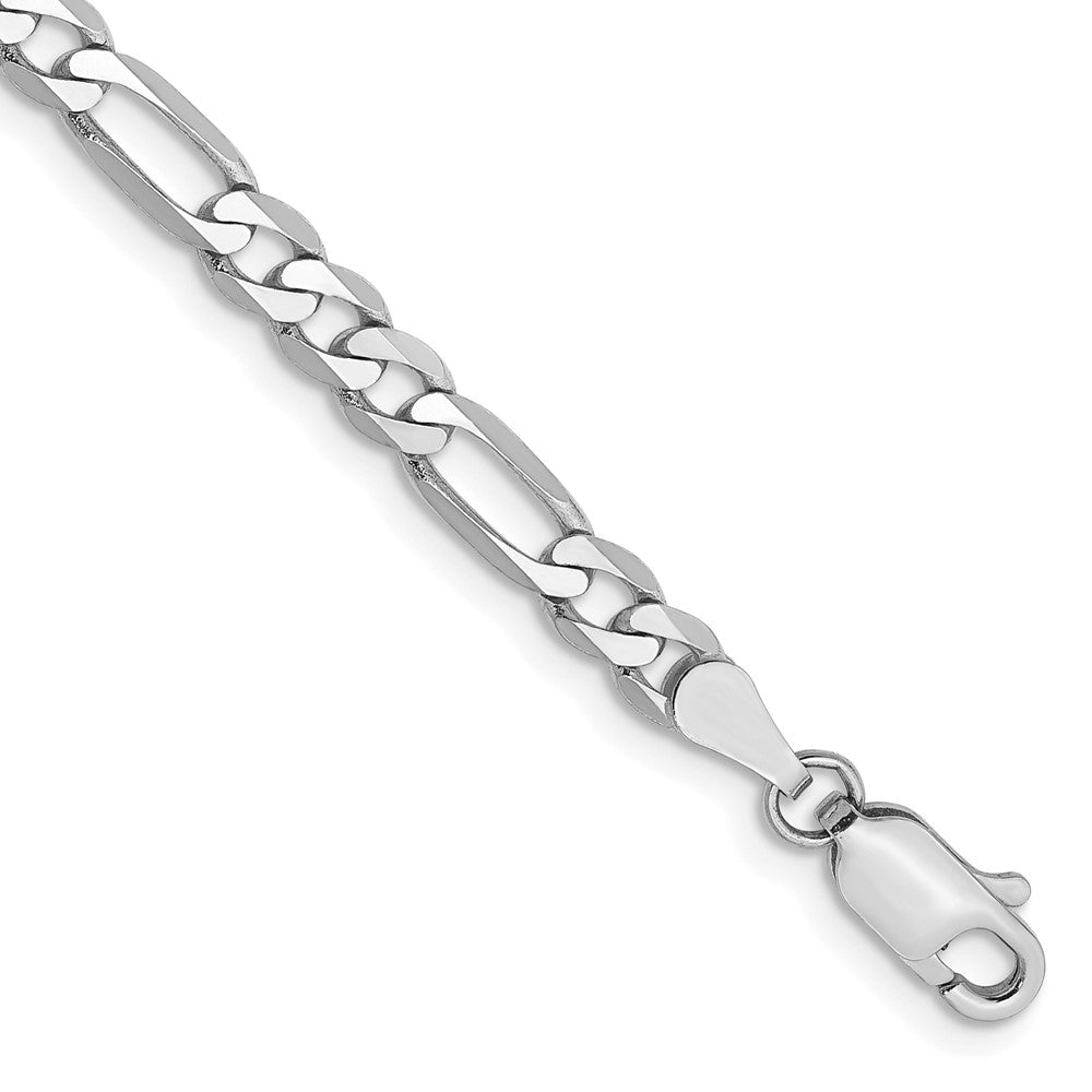 14K White Gold 8 inch 4mm Flat Figaro with Lobster Clasp Bracelet