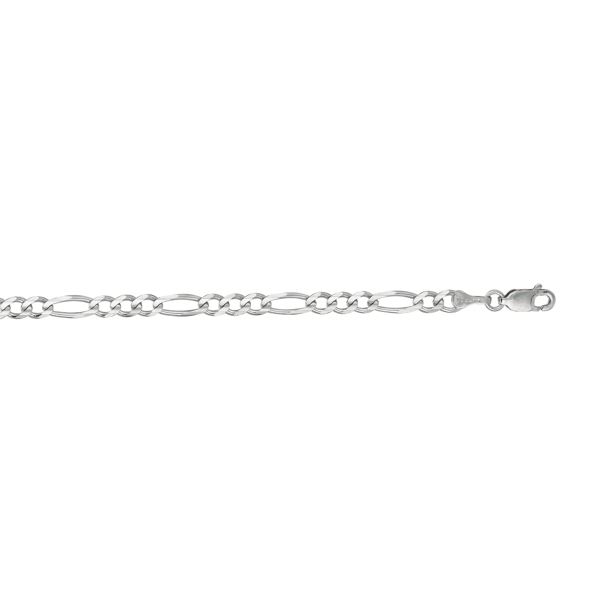 14K White Gold 3.8mm Figaro 24" Chain with Lobster Lock