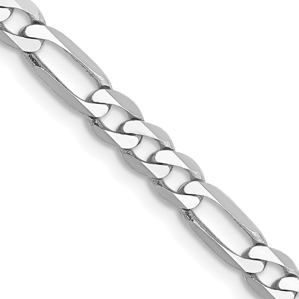 14K White Gold 16 inch 4mm Flat Figaro with Lobster Clasp Chain