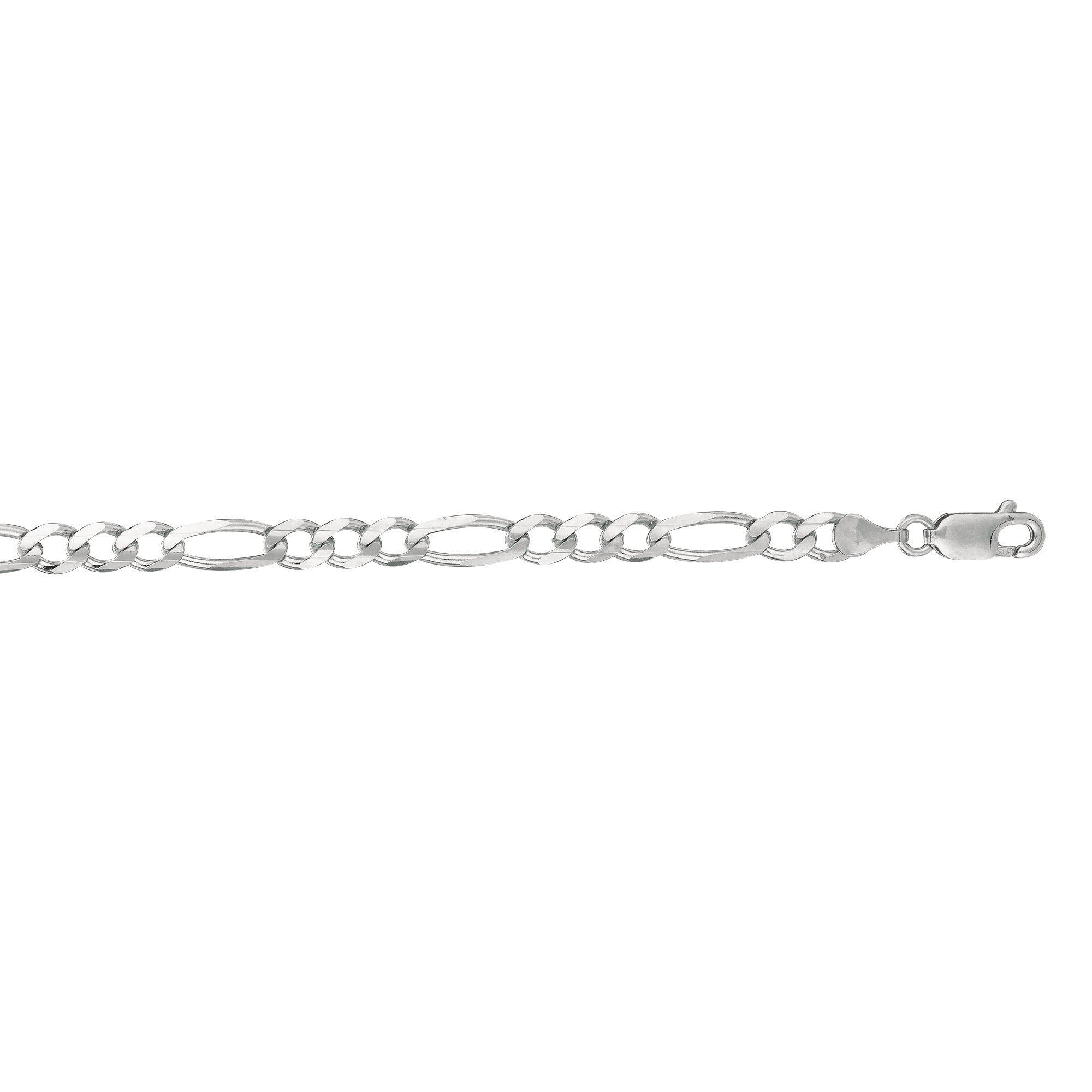 14K White Gold 4.6mm Figaro 24" Chain with Lobster Lock