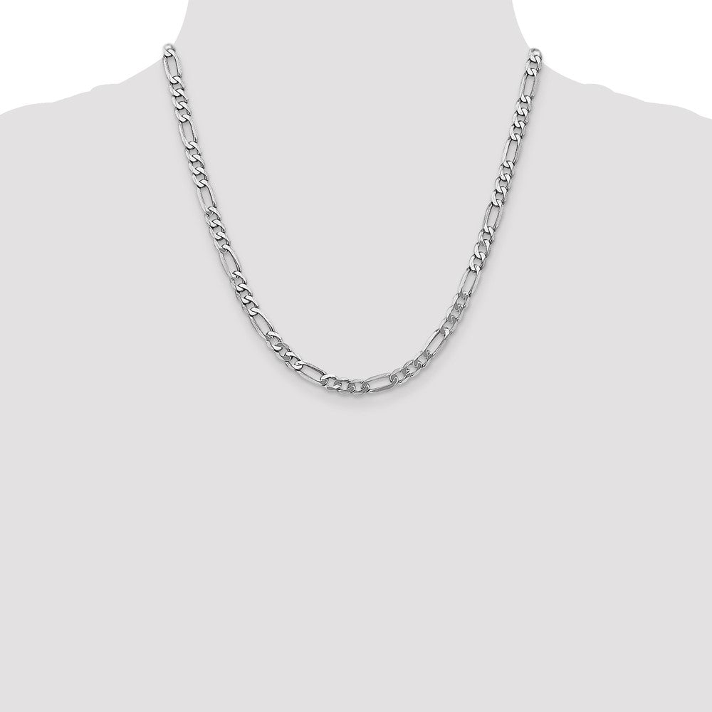 14K White Gold 20 inch 5.5mm Flat Figaro with Lobster Clasp Chain