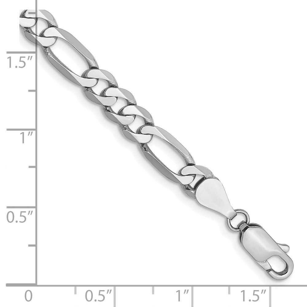 14K White Gold 8 inch 5.5mm Flat Figaro with Lobster Clasp Bracelet