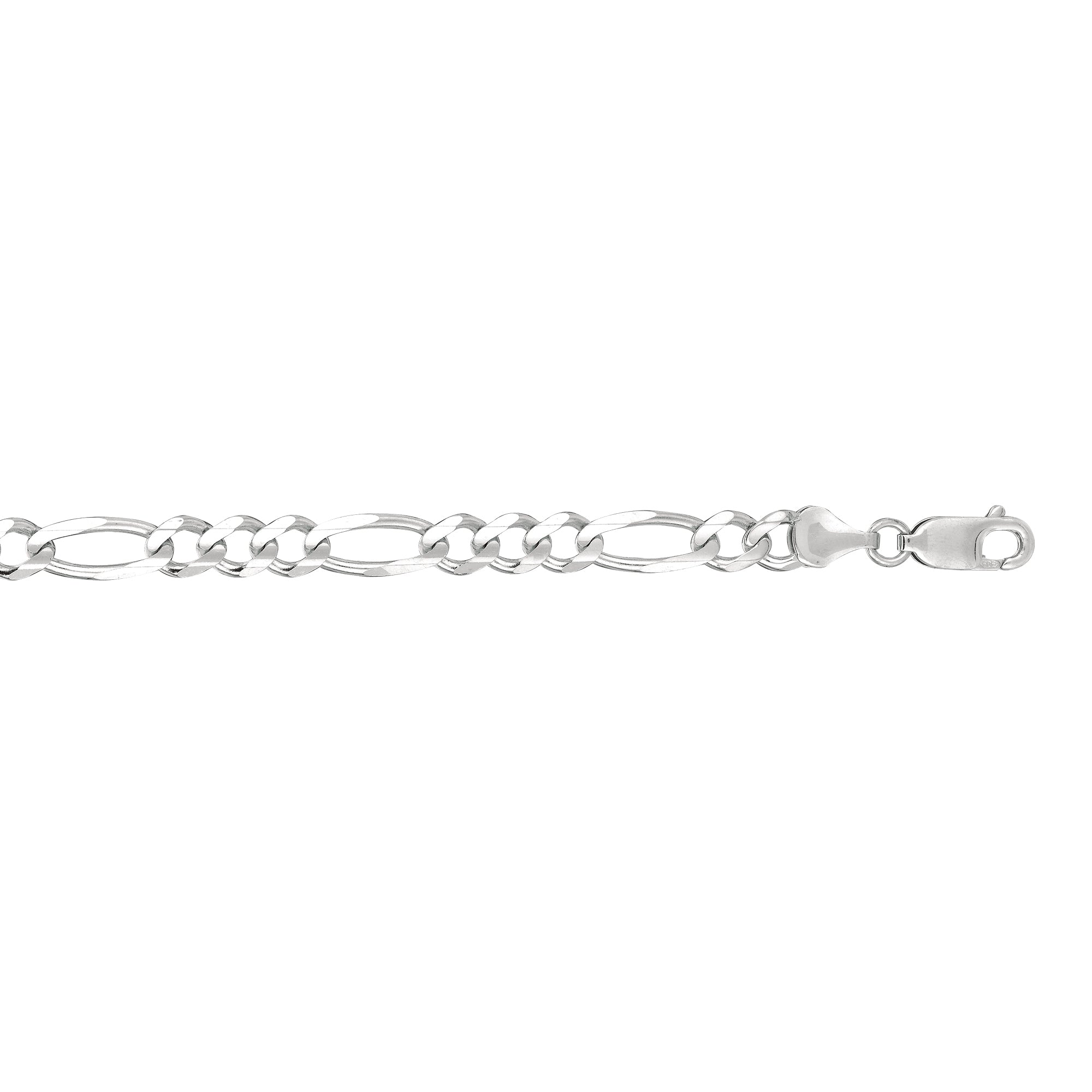 14K White Gold 6mm Figaro 24" Chain with Lobster Lock