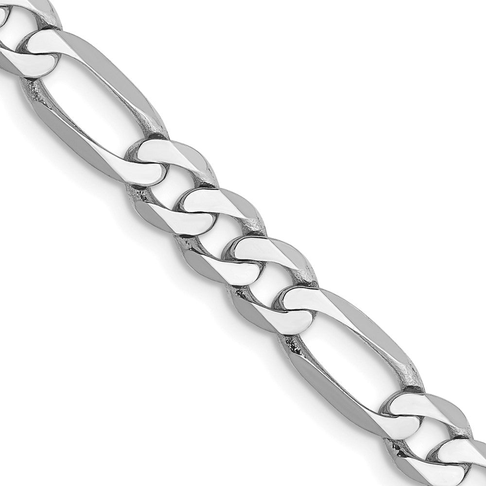 14K White Gold 20 inch 5.5mm Flat Figaro with Lobster Clasp Chain