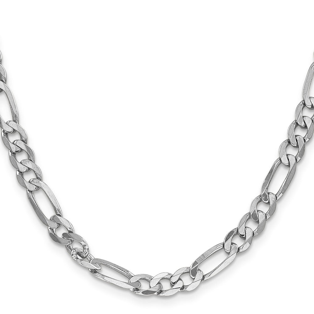 14K White Gold 24 inch 6mm Flat Figaro with Lobster Clasp Chain