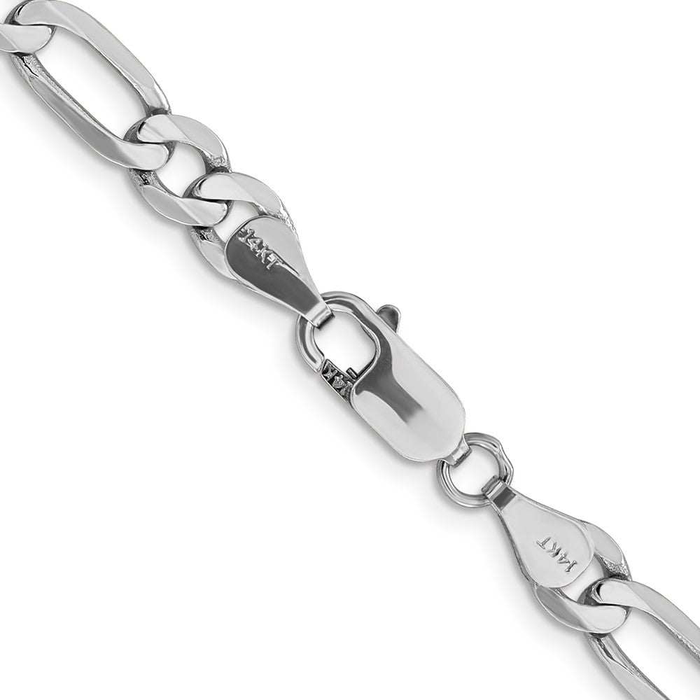 14K White Gold 24 inch 6mm Flat Figaro with Lobster Clasp Chain