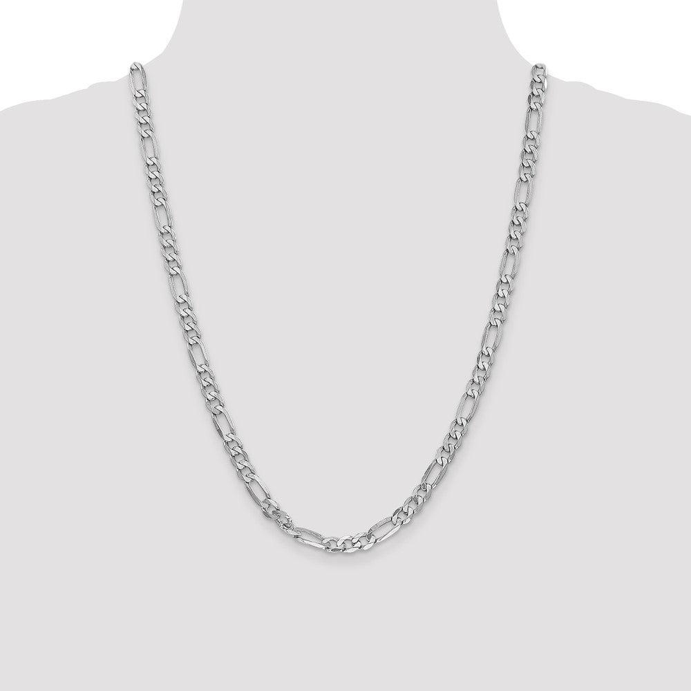 14K White Gold 24 inch 6mm Flat Figaro with Lobster Clasp Chain