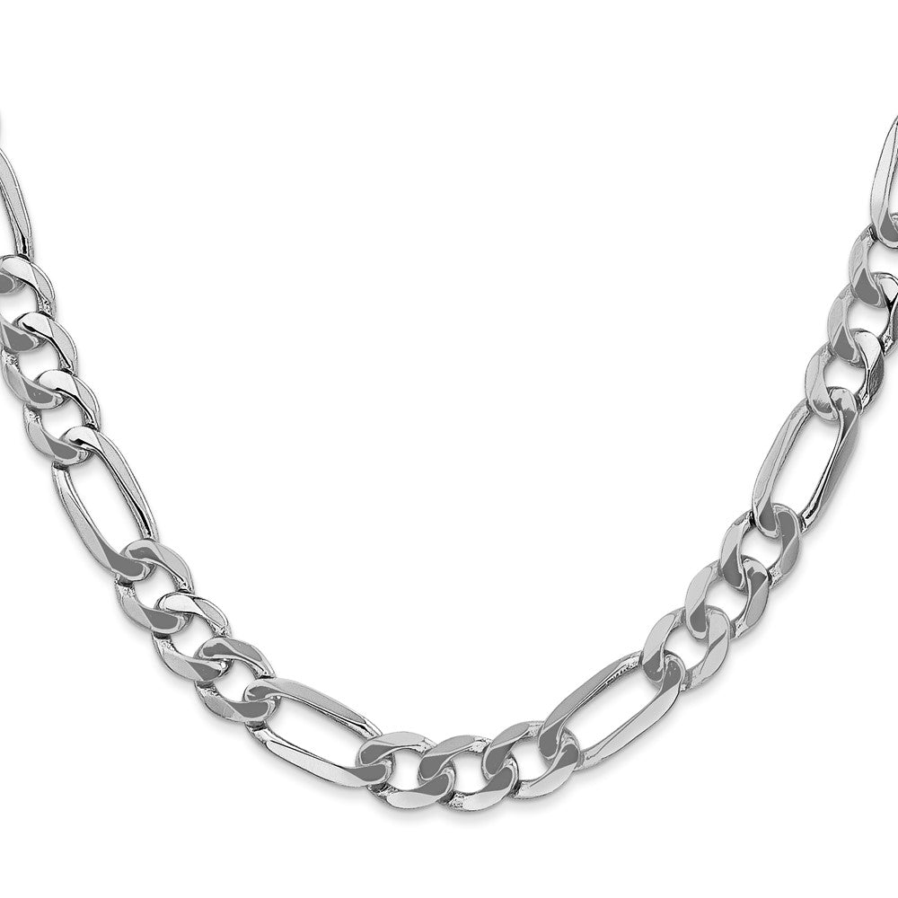 14K White Gold 24 inch 7mm Flat Figaro with Lobster Clasp Chain