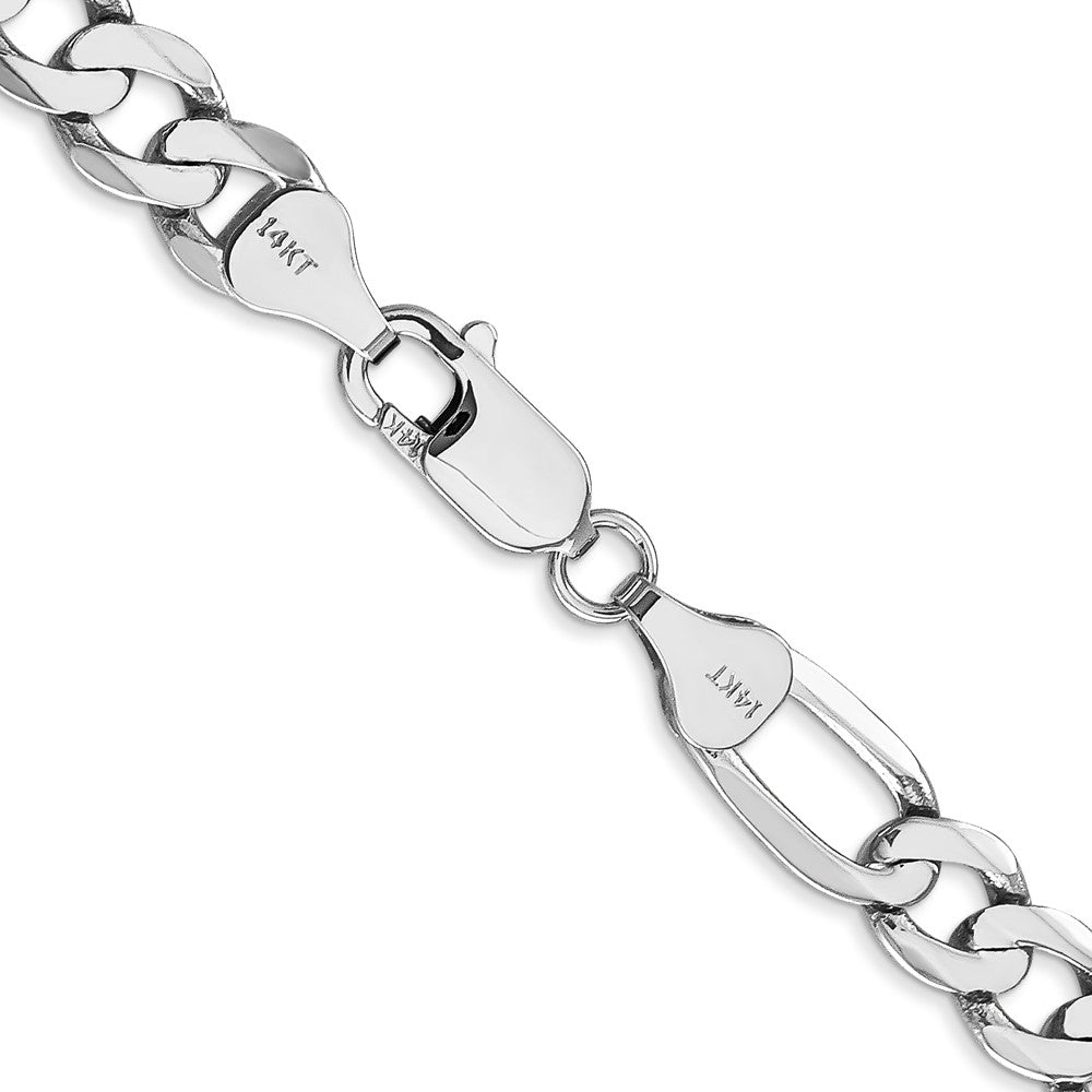 14K White Gold 24 inch 7mm Flat Figaro with Lobster Clasp Chain