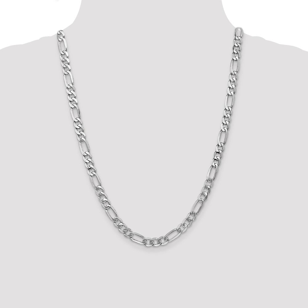 14K White Gold 24 inch 7mm Flat Figaro with Lobster Clasp Chain